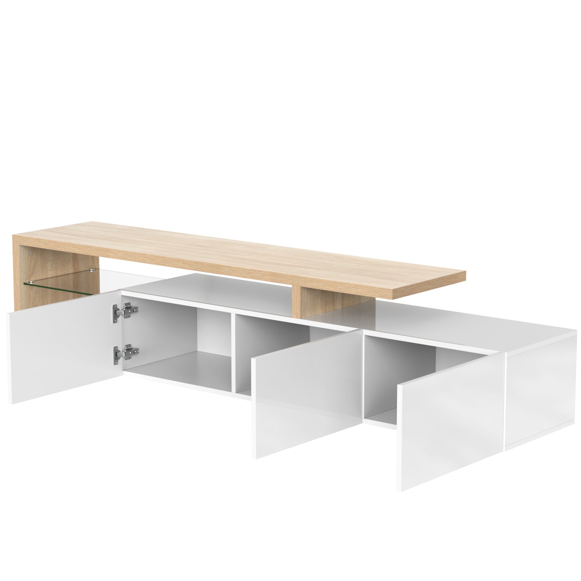 Logidon TV-meubel modern design hoogglans wit houtlook LED