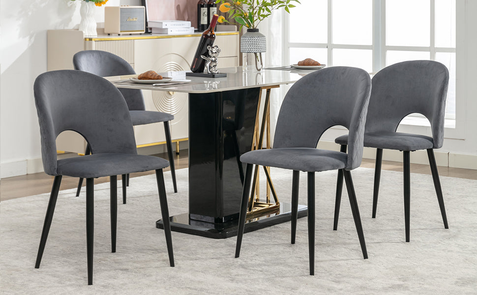 Logidon dining chair velvet gray with diamond pattern back