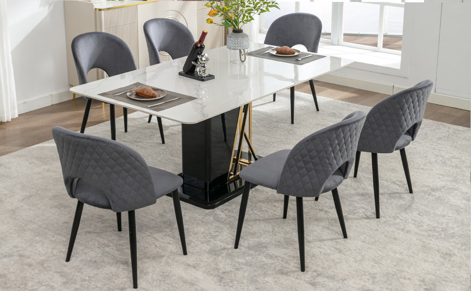 Logidon eettafel stoelenset 6 fluweel grijze design stoelen rugleuning