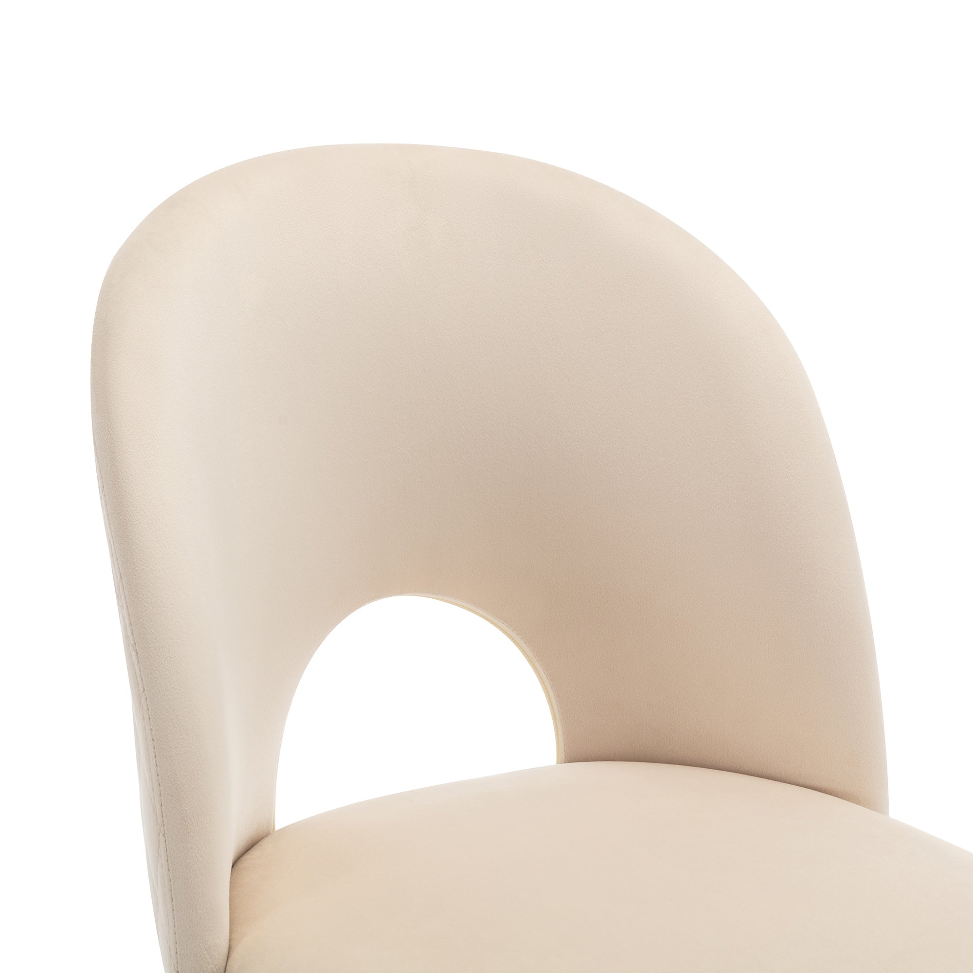 Logidon Dining Chair Set of 2 Beige Velvet with Padded Backrest