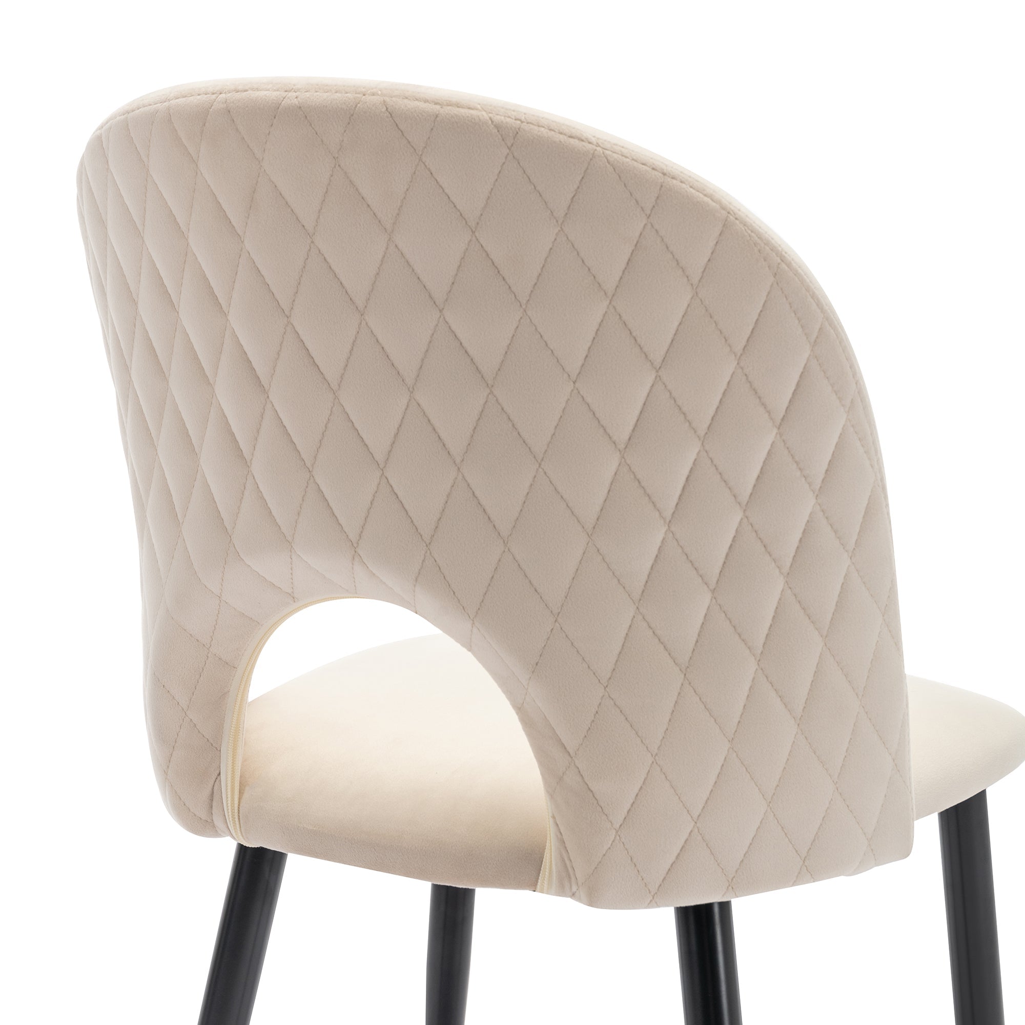 Logidon eetgroep 140x80 eettafelset beige fluwelen stoelen ruitpatroon