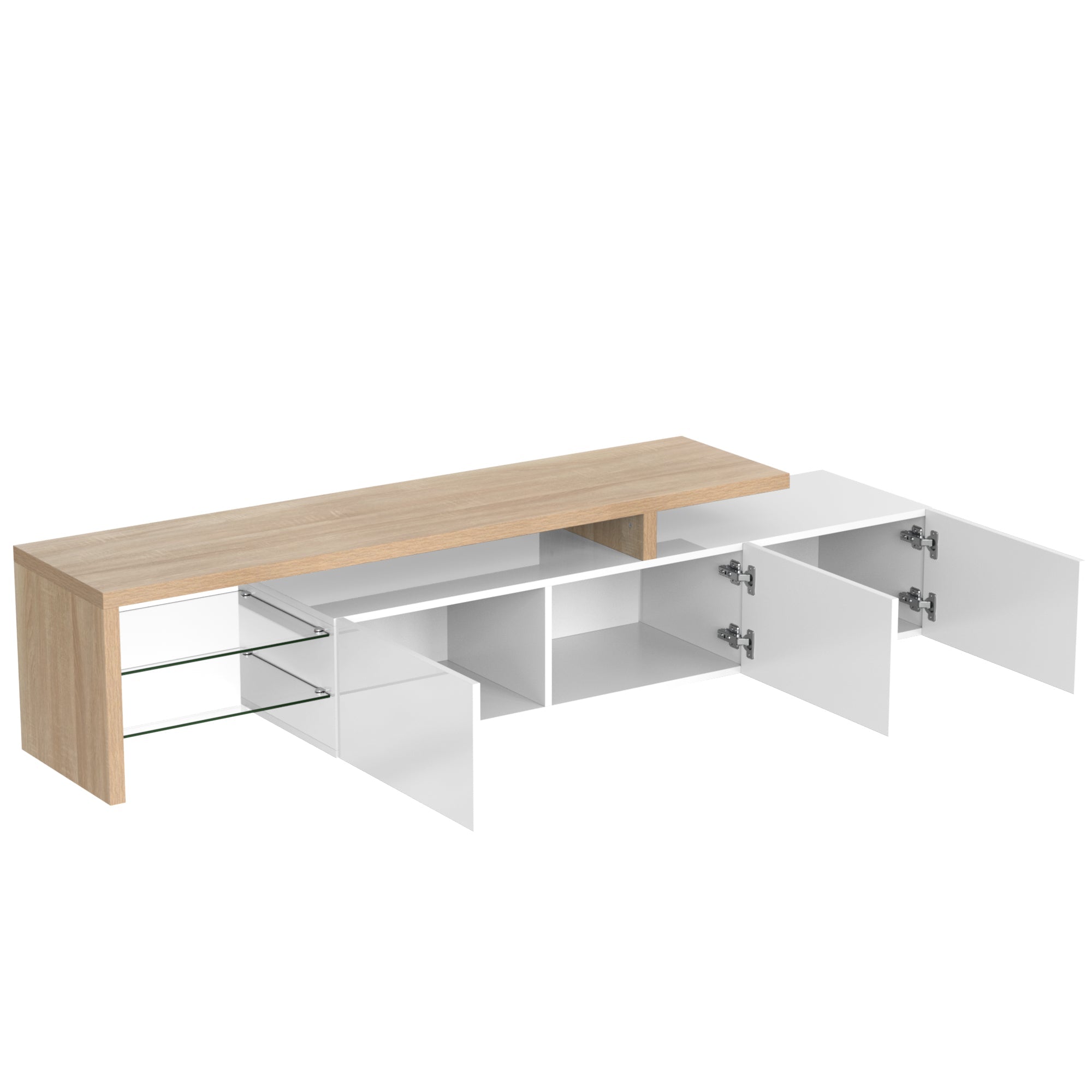Logidon TV-meubel modern design hoogglans wit houtlook LED