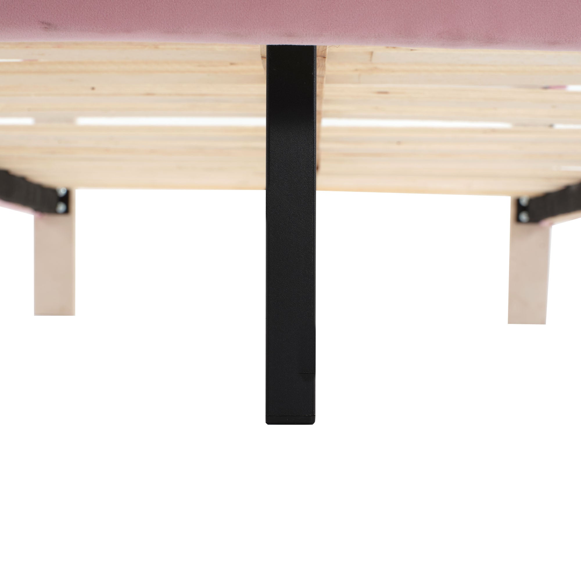 Logidon gestoffeerd bed 90x200 cm met LED-lichtstrips beige roze
