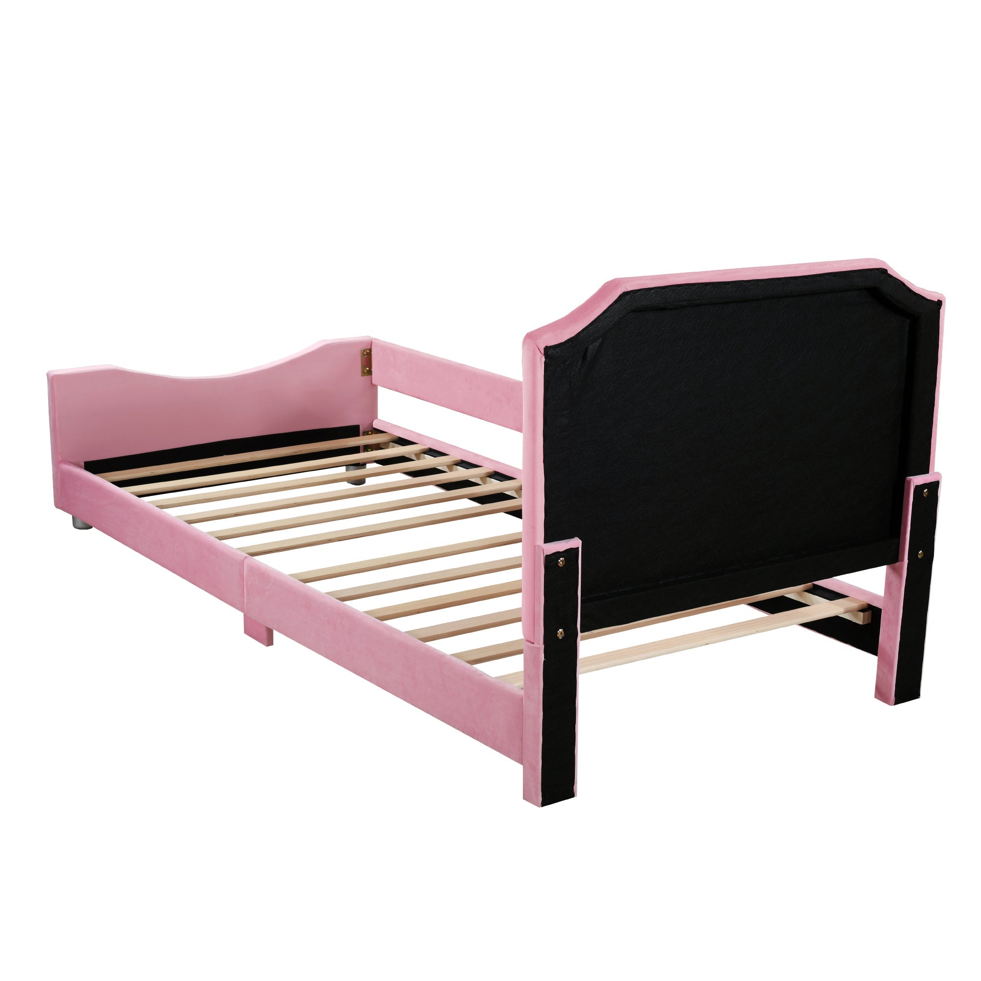 Logidon gestoffeerd bed 90x200 cm roze met rugleuning slaapbank