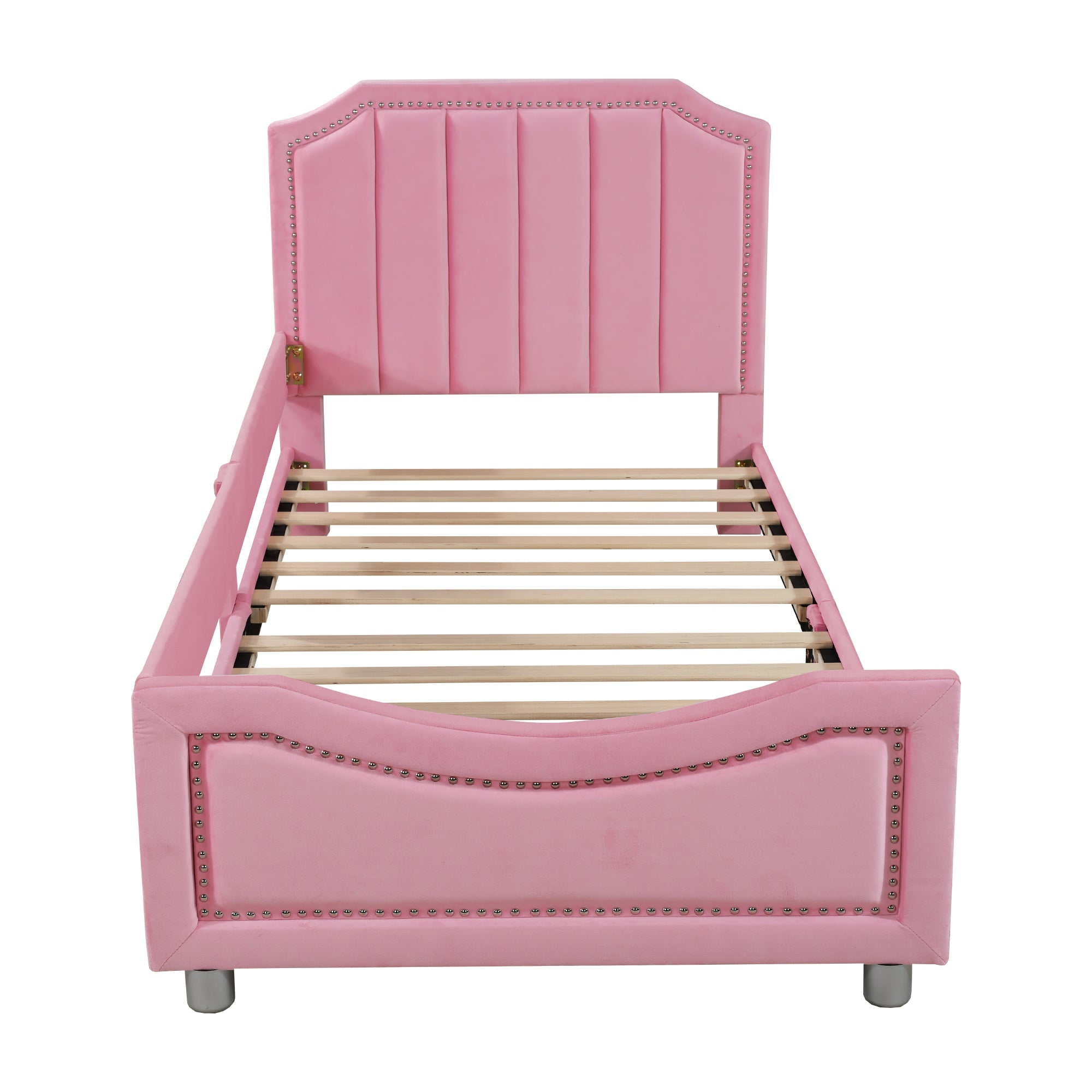 Logidon gestoffeerd bed 90x200 cm roze met rugleuning slaapbank