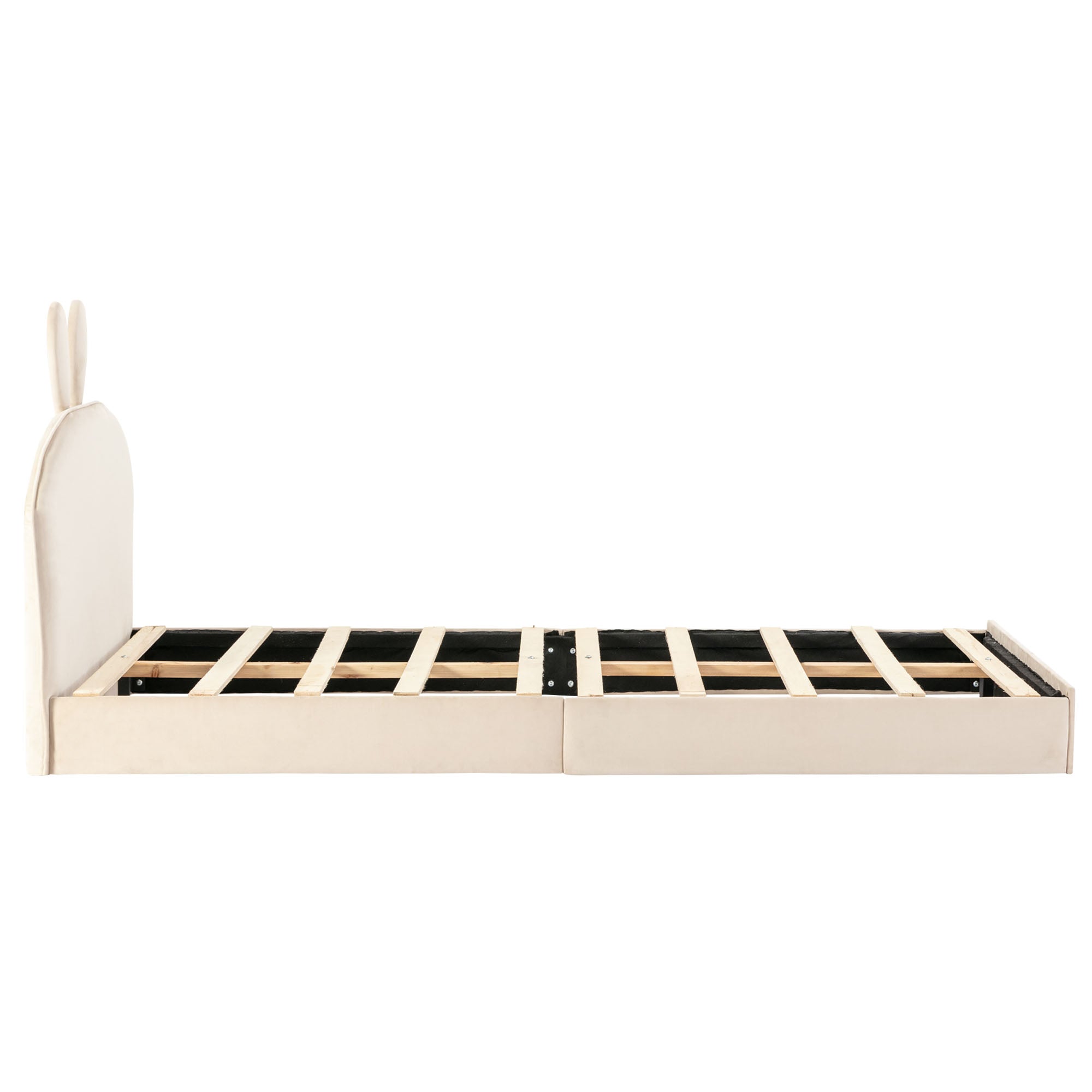Logidon konijnenhoofdbord gestoffeerd bed eenpersoonsbed 90x200 cm beige fluweel
