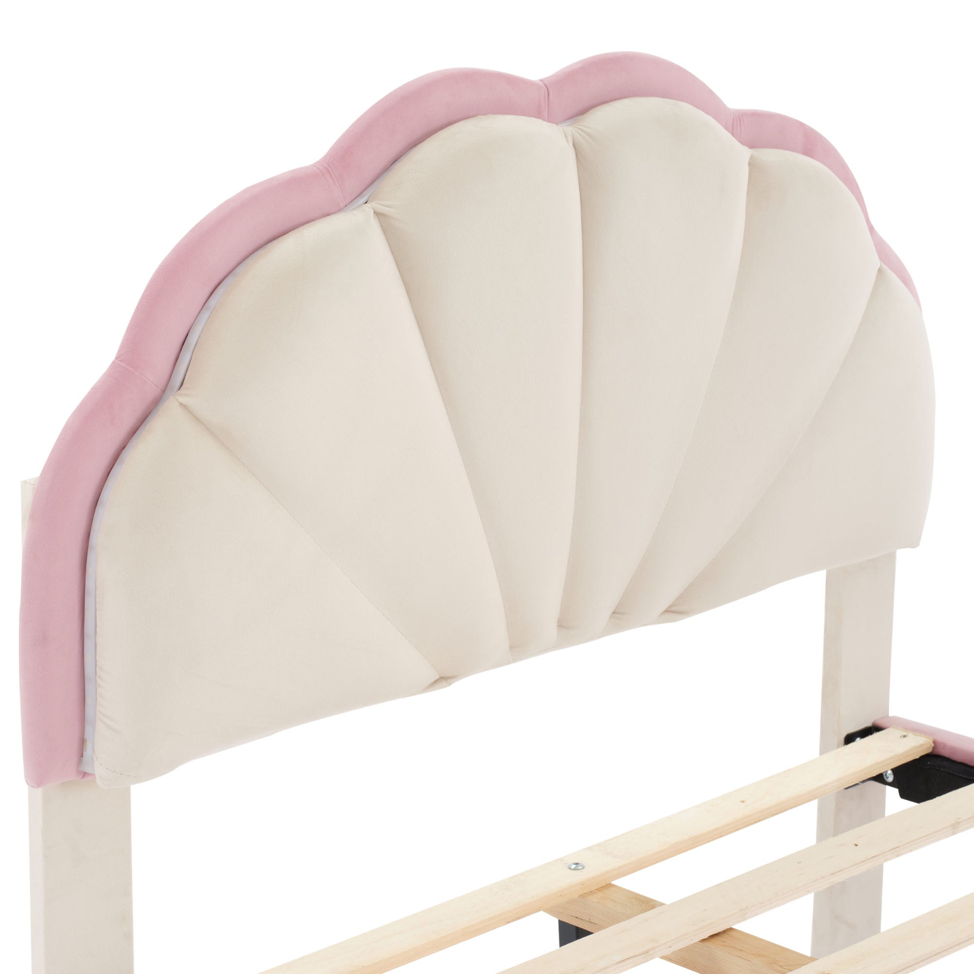 Logidon gestoffeerd bed 90x200 cm met LED-lichtstrips beige roze