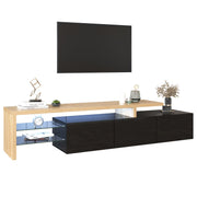 Logidon Modern TV-meubel 197,5 centimeter hoogglans zwarte LED-verlichting