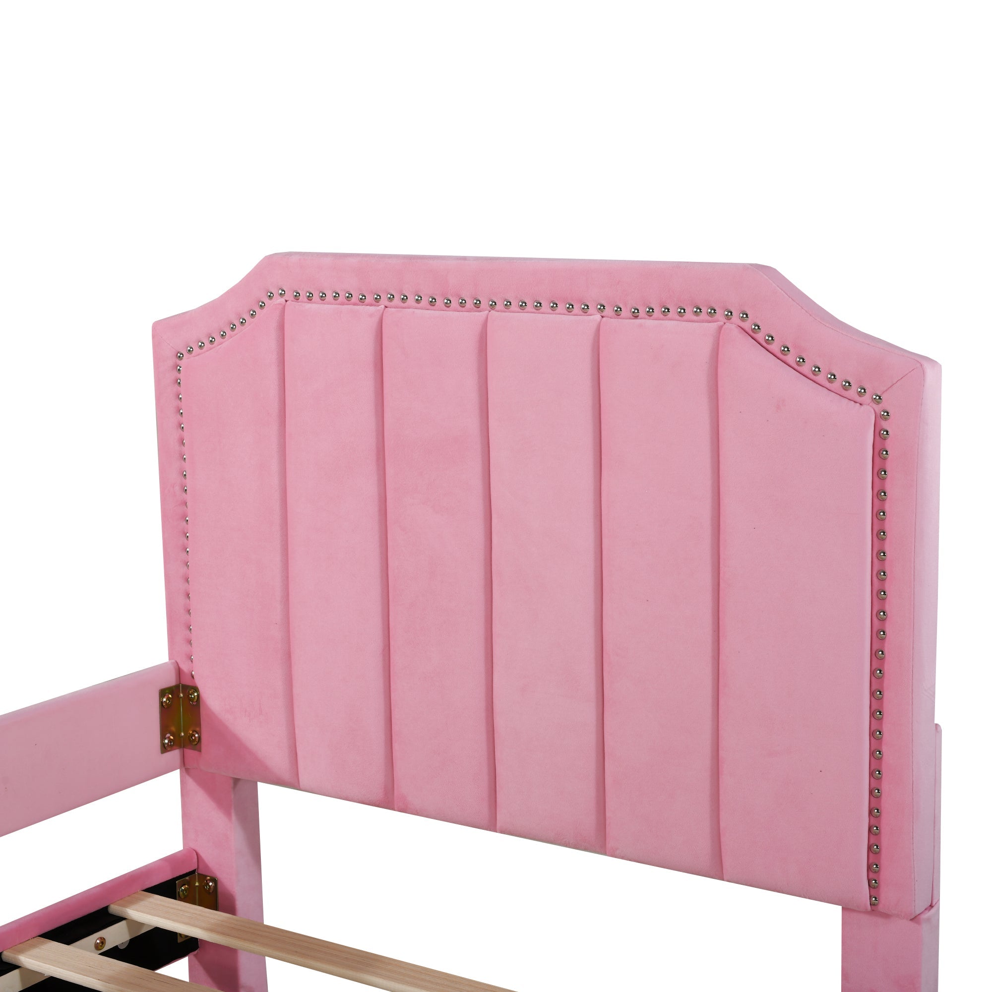 Logidon gestoffeerd bed 90x200 cm roze met rugleuning slaapbank