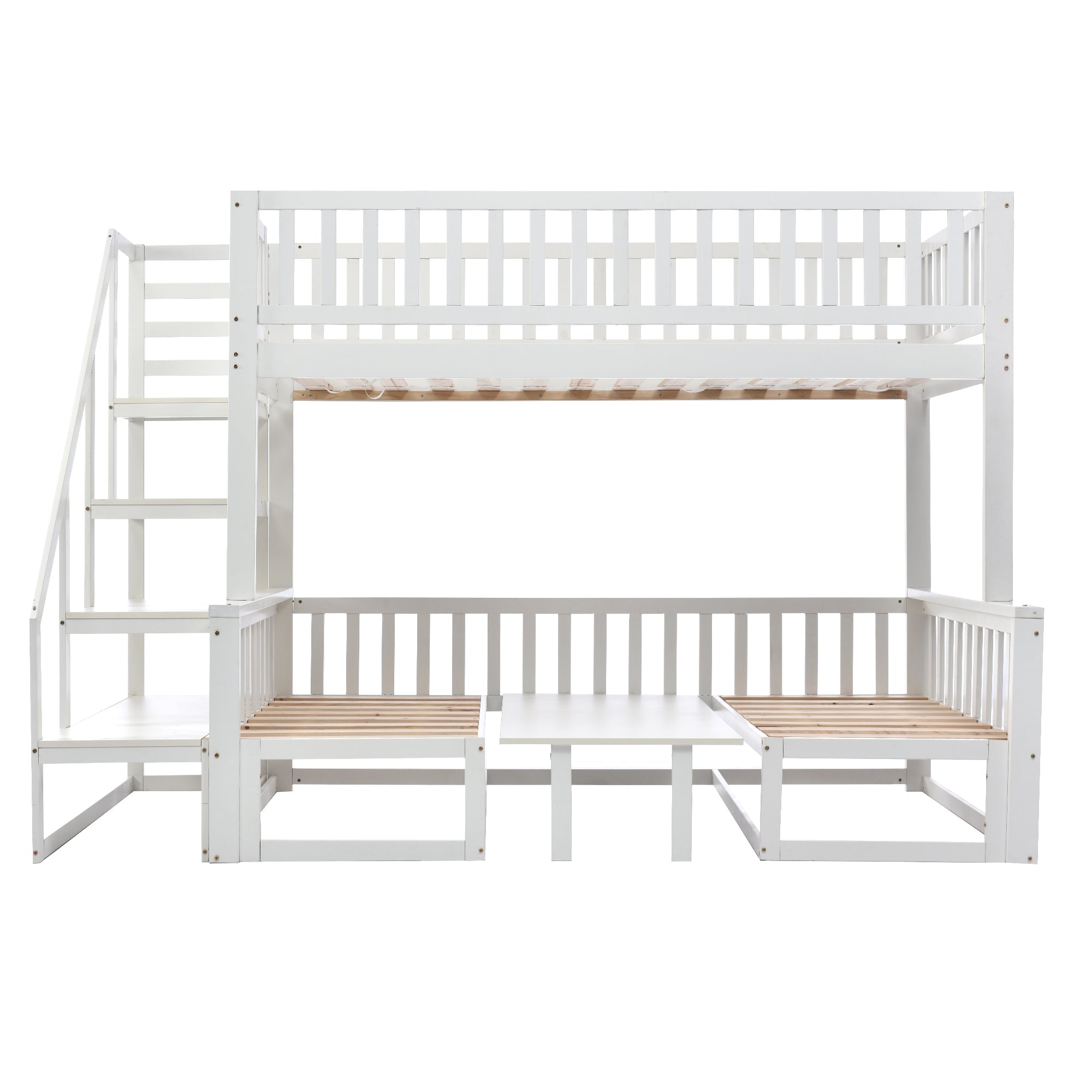 Logidon stapelbed met trap verstelbare tafel wit 90x200