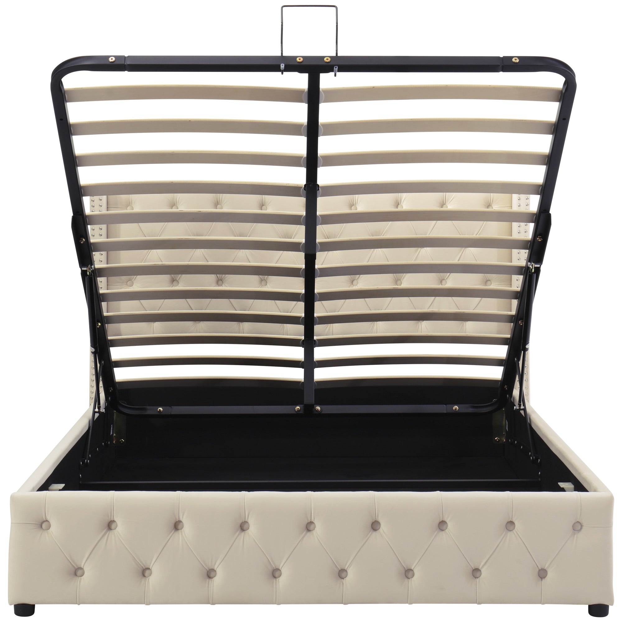 Logidon gestoffeerd bed 140x200 beige fluwelen hoes met opbergruimte