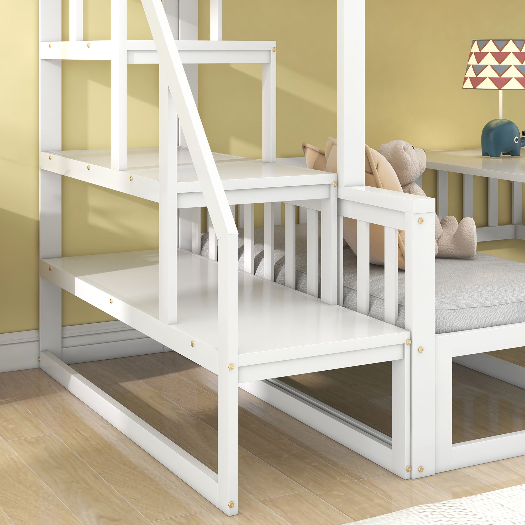 Logidon stapelbed met trap verstelbare tafel wit 90x200
