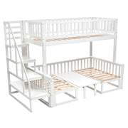 Logidon stapelbed met trap verstelbare tafel wit 90x200