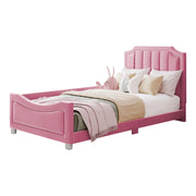 Logidon gestoffeerd bed 90x200 cm roze met rugleuning slaapbank
