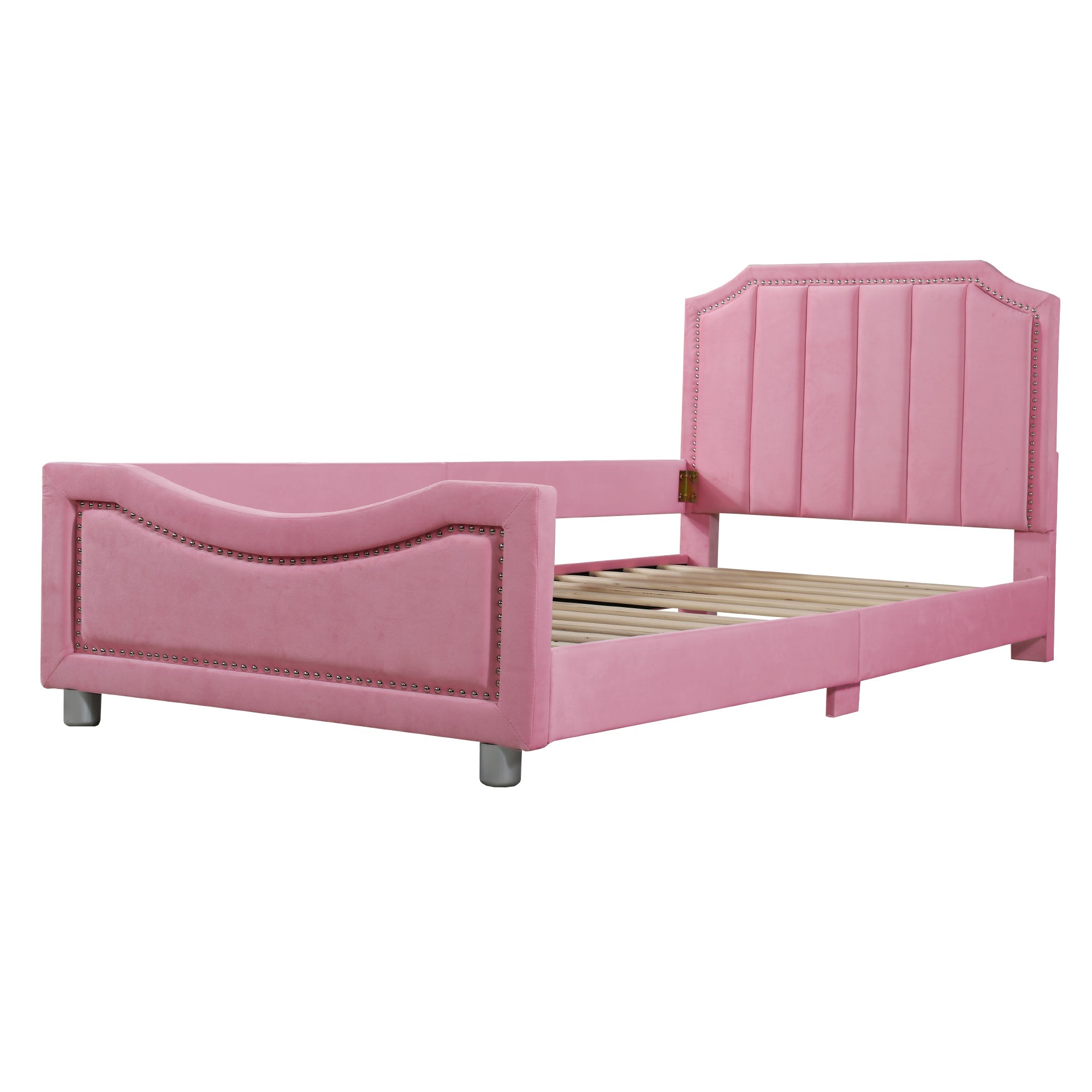 Logidon gestoffeerd bed 90x200 cm roze met rugleuning slaapbank