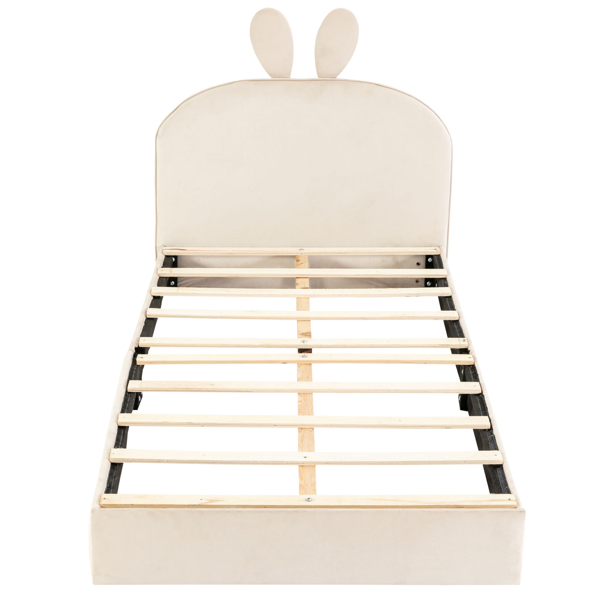 Logidon konijnenhoofdbord gestoffeerd bed eenpersoonsbed 90x200 cm beige fluweel
