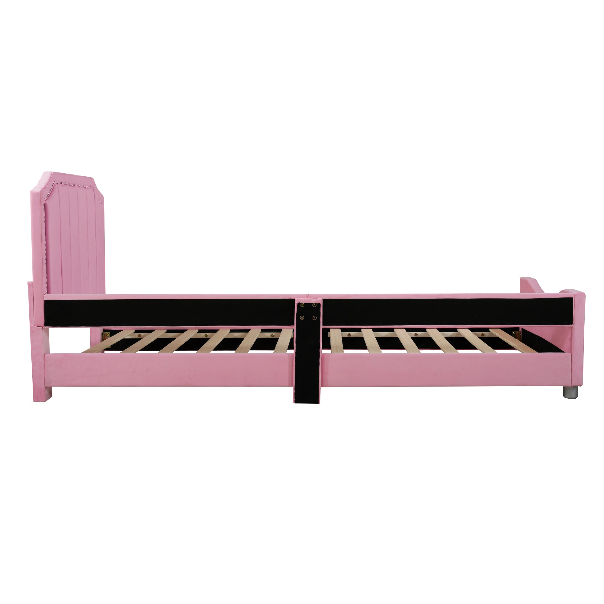 Logidon gestoffeerd bed 90x200 cm roze met rugleuning slaapbank