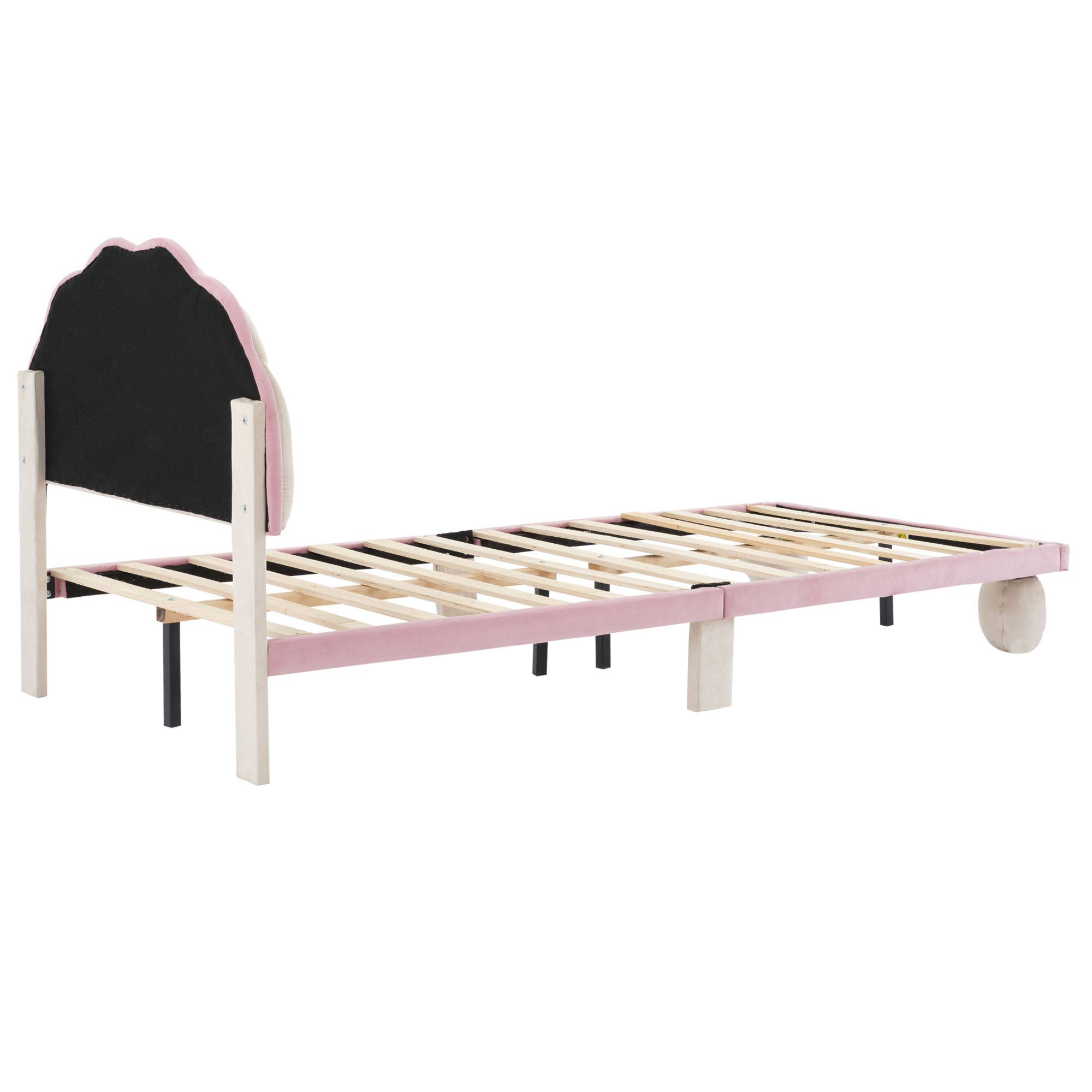 Logidon gestoffeerd bed 90x200 cm met LED-lichtstrips beige roze