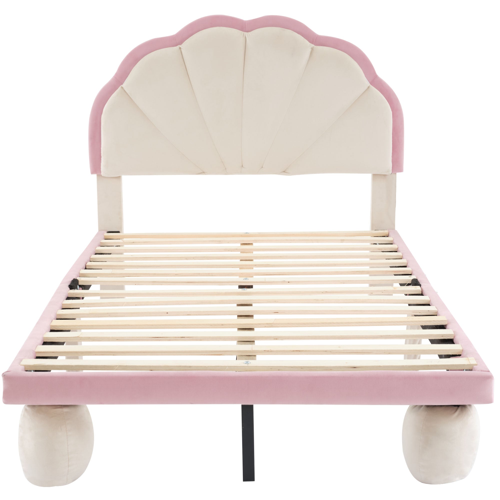 Logidon gestoffeerd bed 90x200 cm met LED-lichtstrips beige roze