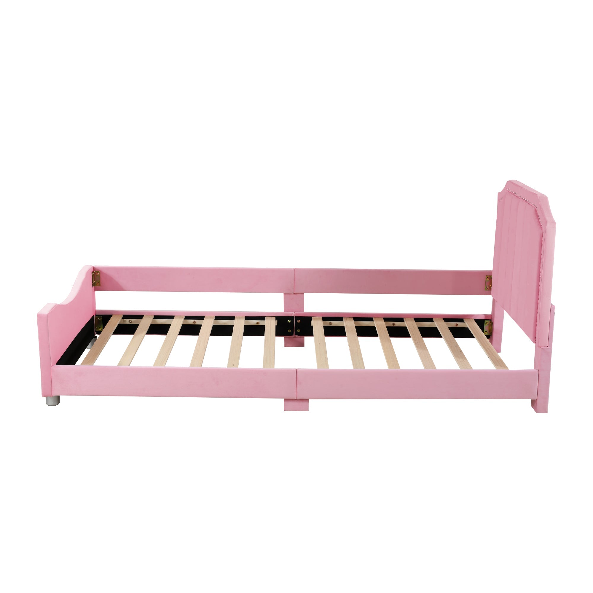 Logidon gestoffeerd bed 90x200 cm roze met rugleuning slaapbank