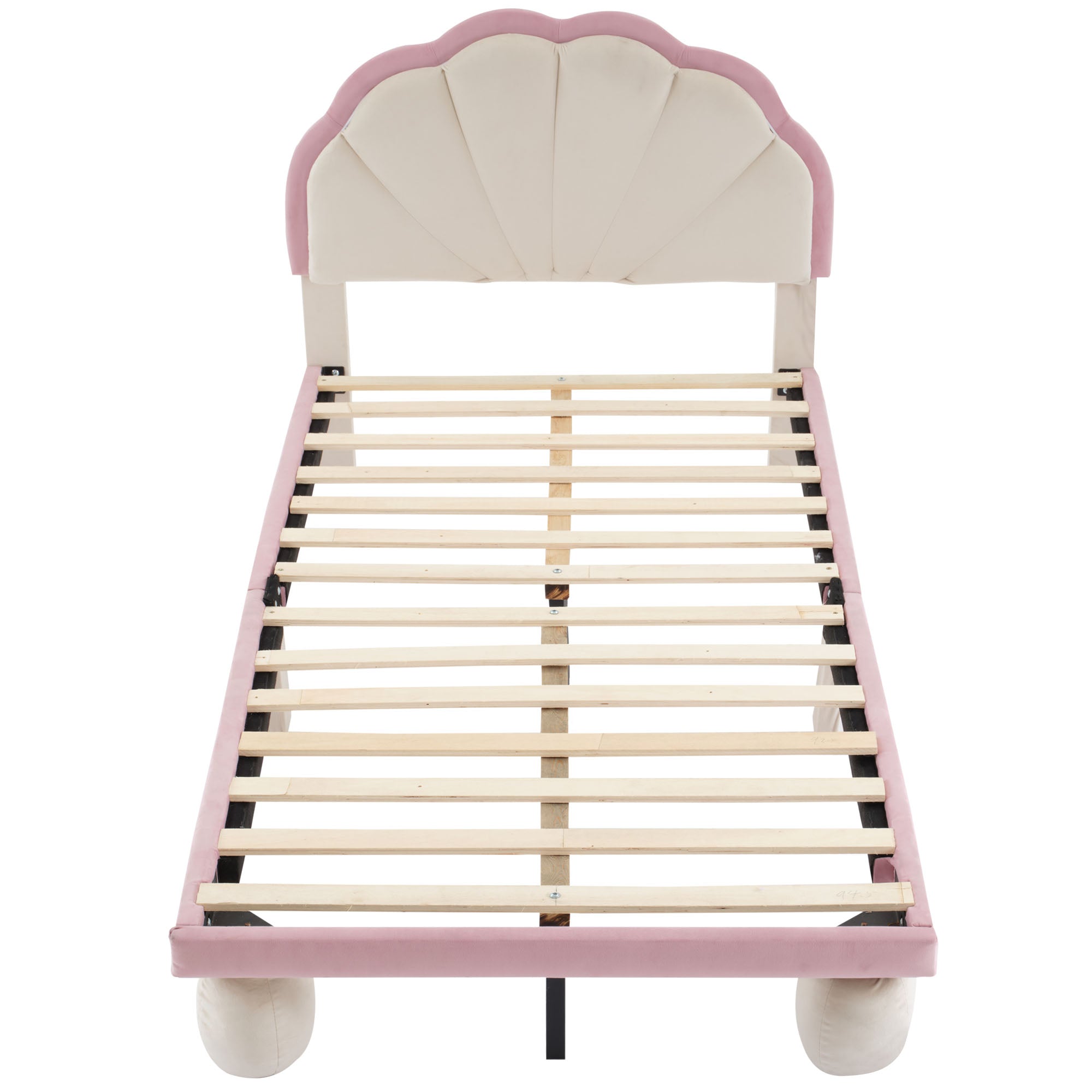 Logidon gestoffeerd bed 90x200 cm met LED-lichtstrips beige roze