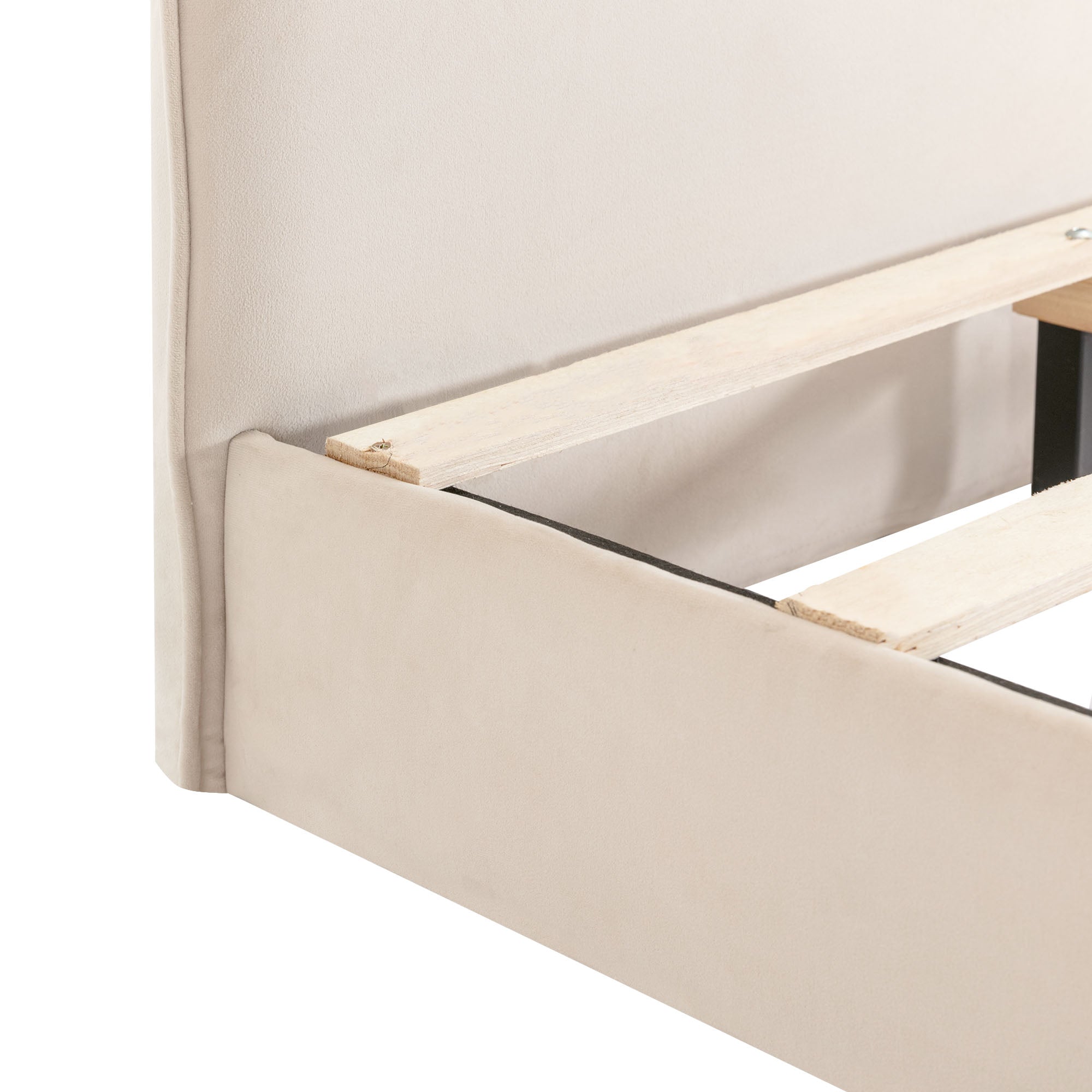 Logidon konijnenhoofdbord gestoffeerd bed eenpersoonsbed 90x200 cm beige fluweel
