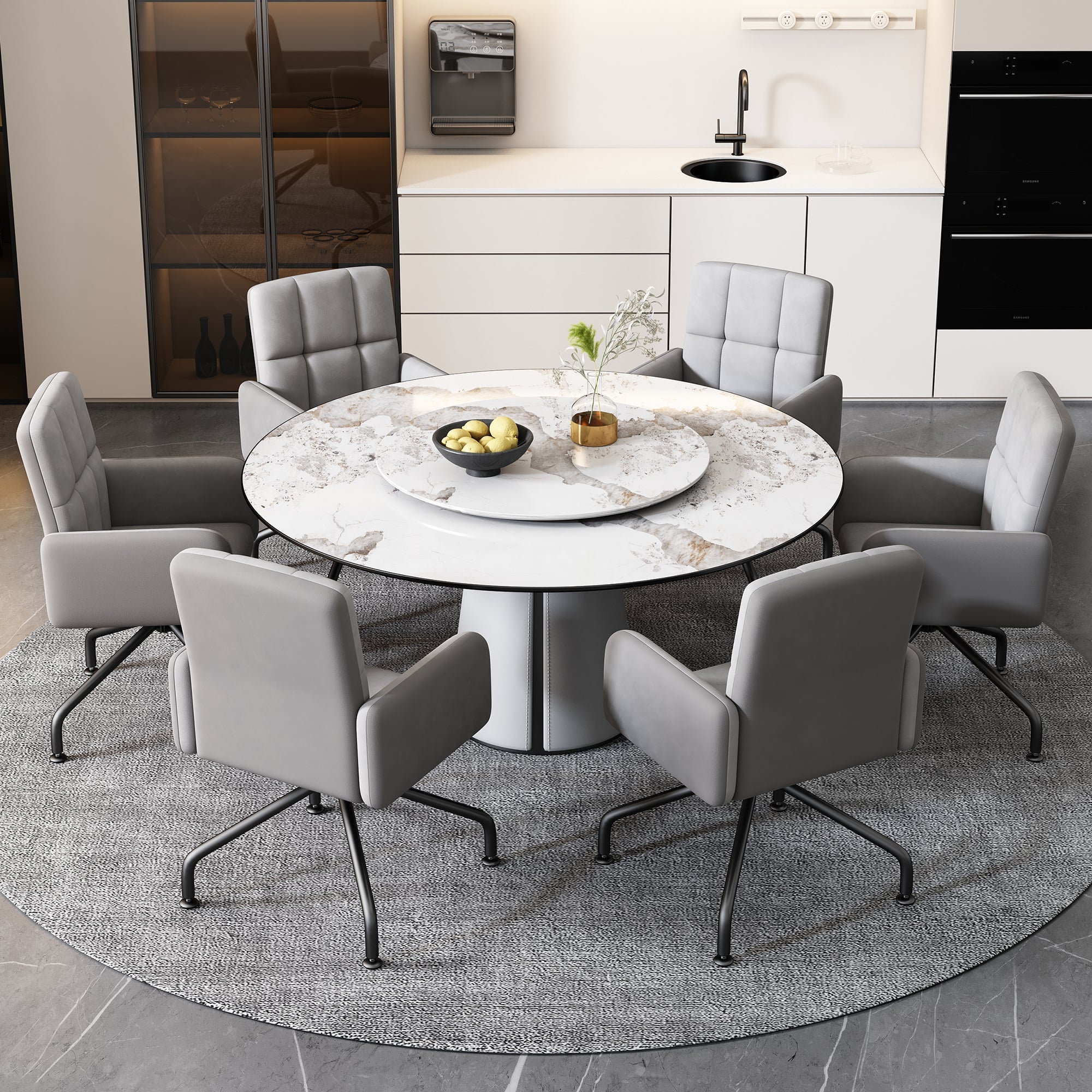 Logidon Dining Room Chairs Made of Velvet Gray Set of 2 Armchairs