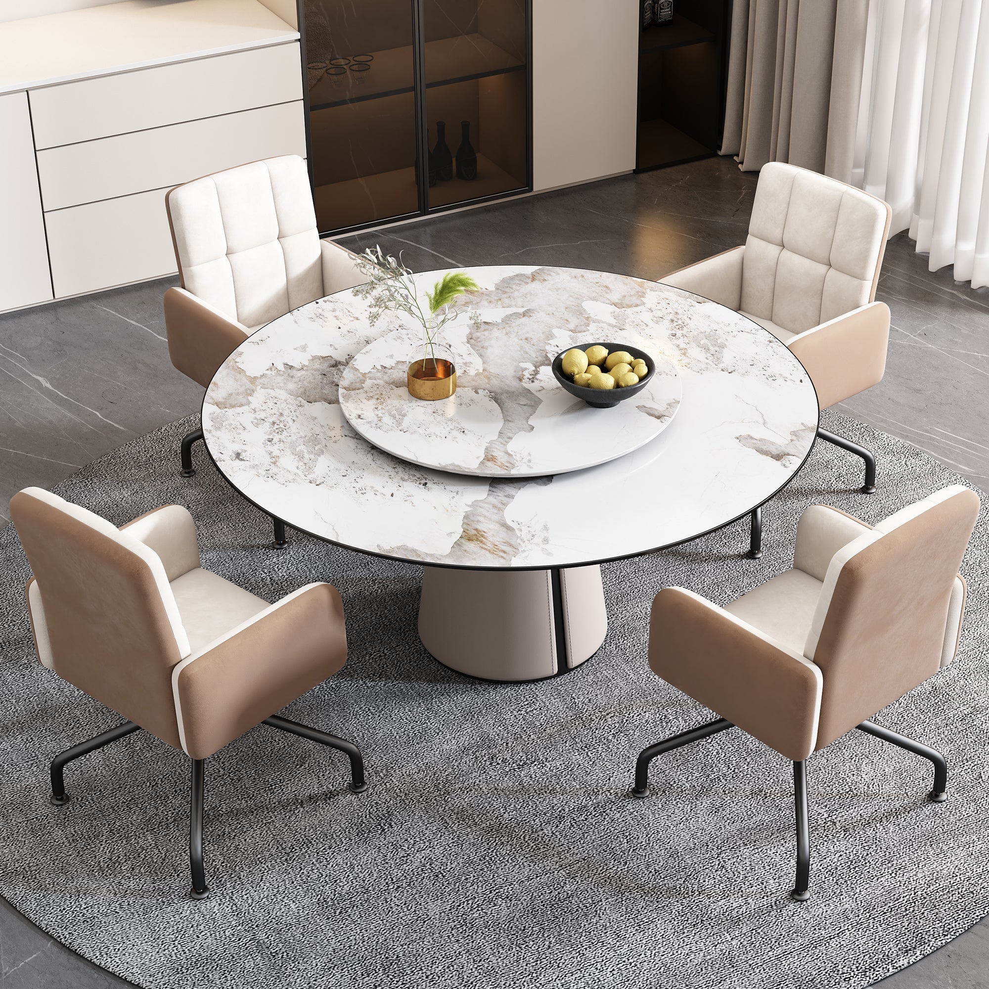 Logidon beige fluwelen eetkamerstoel vierkant frame set van 1