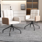 Logidon beige fluwelen eetkamerstoel vierkant frame set van 1