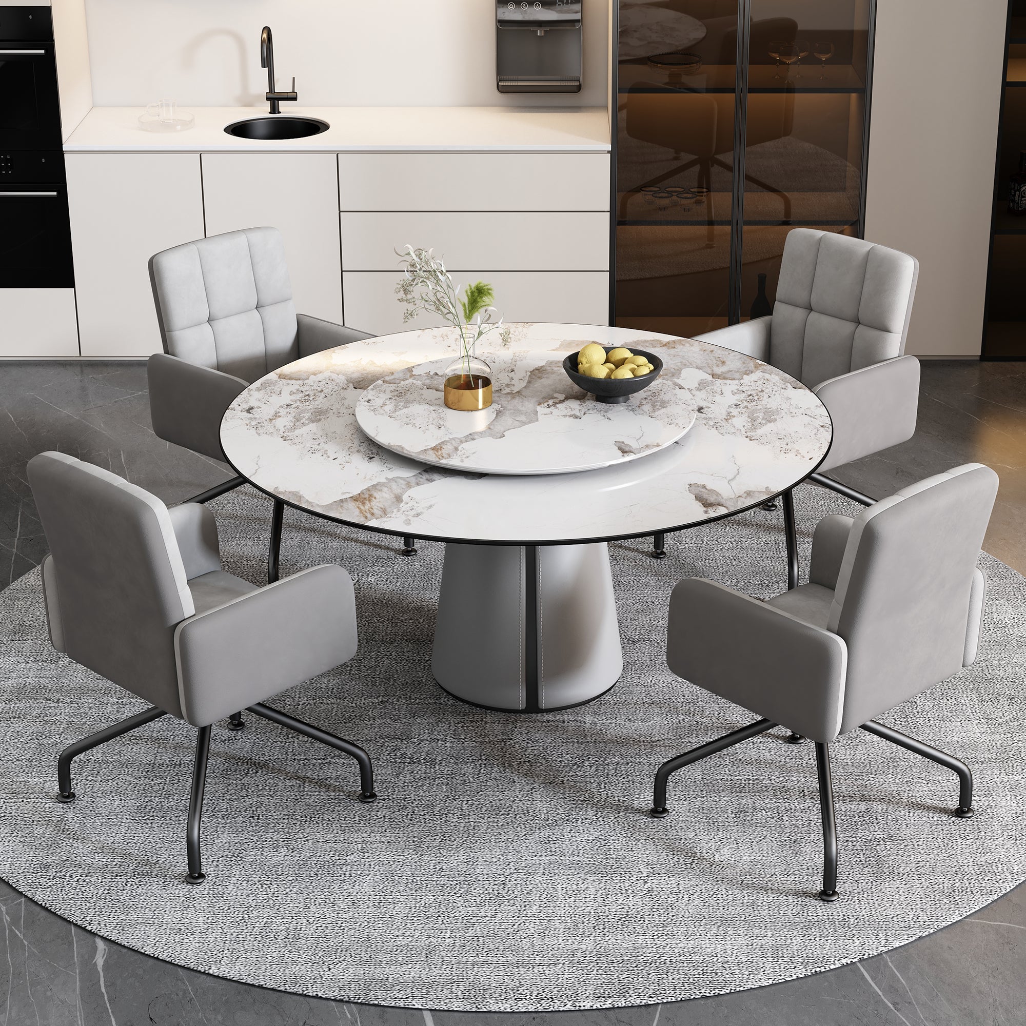 Logidon Dining Room Chairs Made of Velvet Gray Set of 2 Armchairs