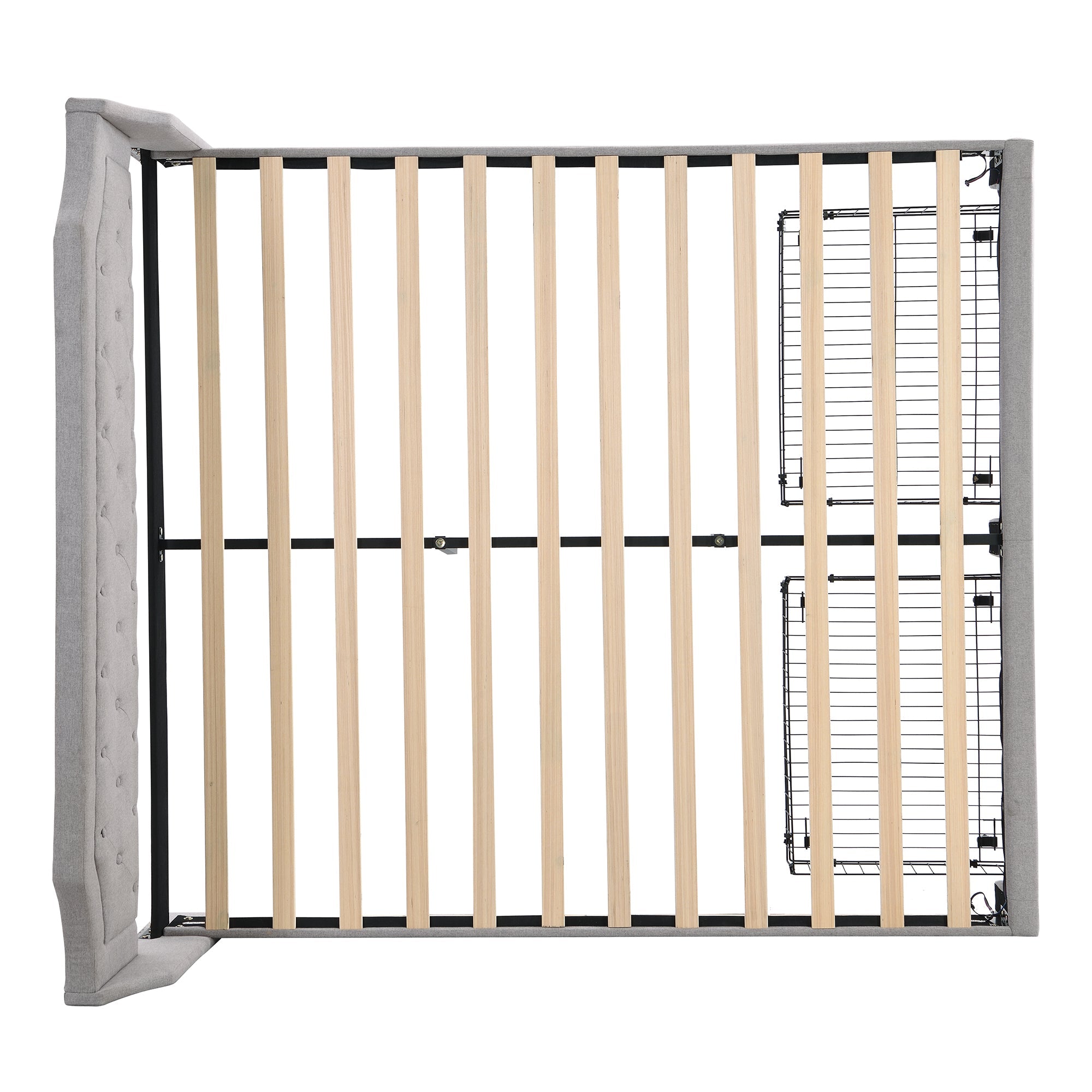 Logidon gestoffeerd bed 180x200 grijs met LED-verlichting en lades