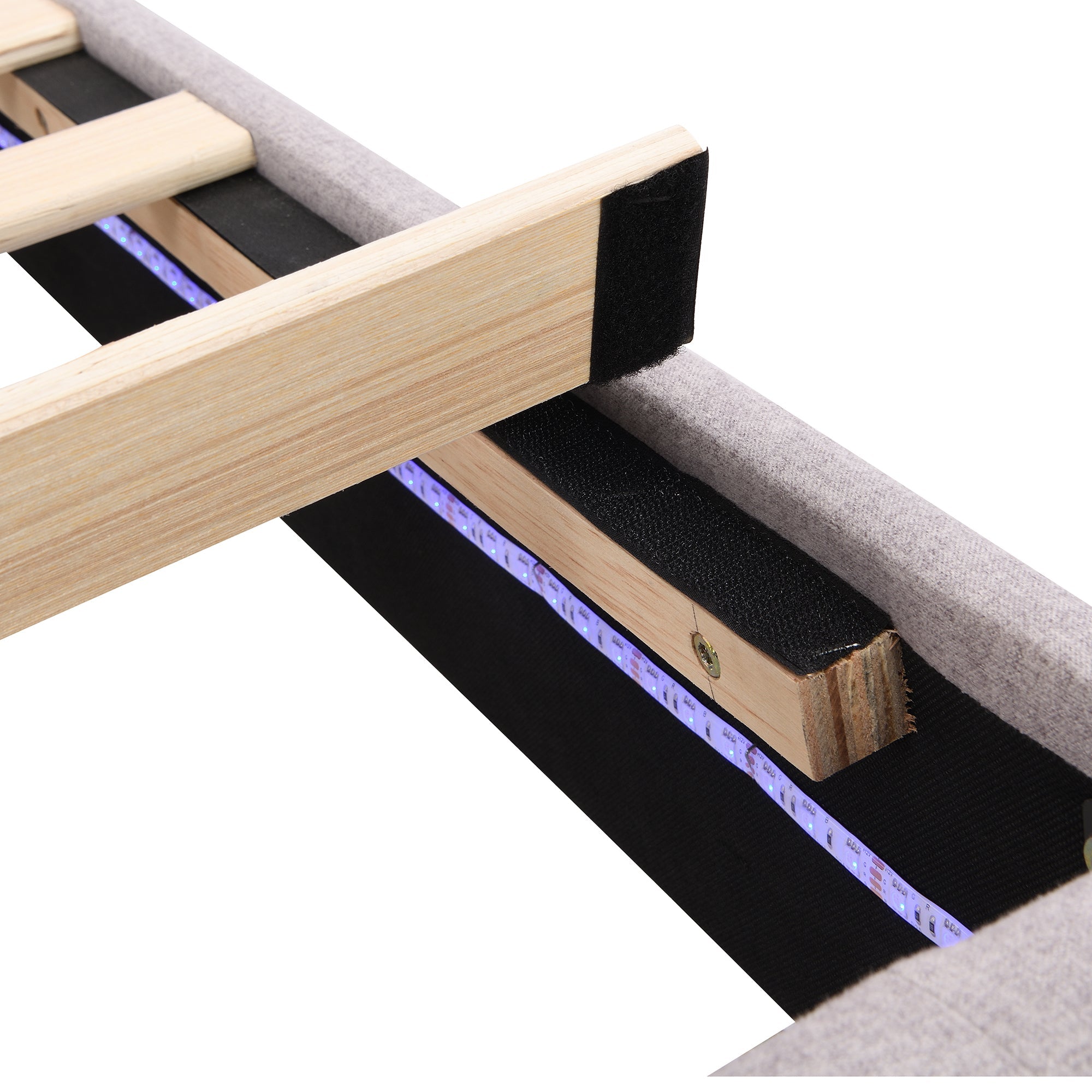 Logidon gestoffeerd bed 180x200 grijs met LED-verlichting en lades