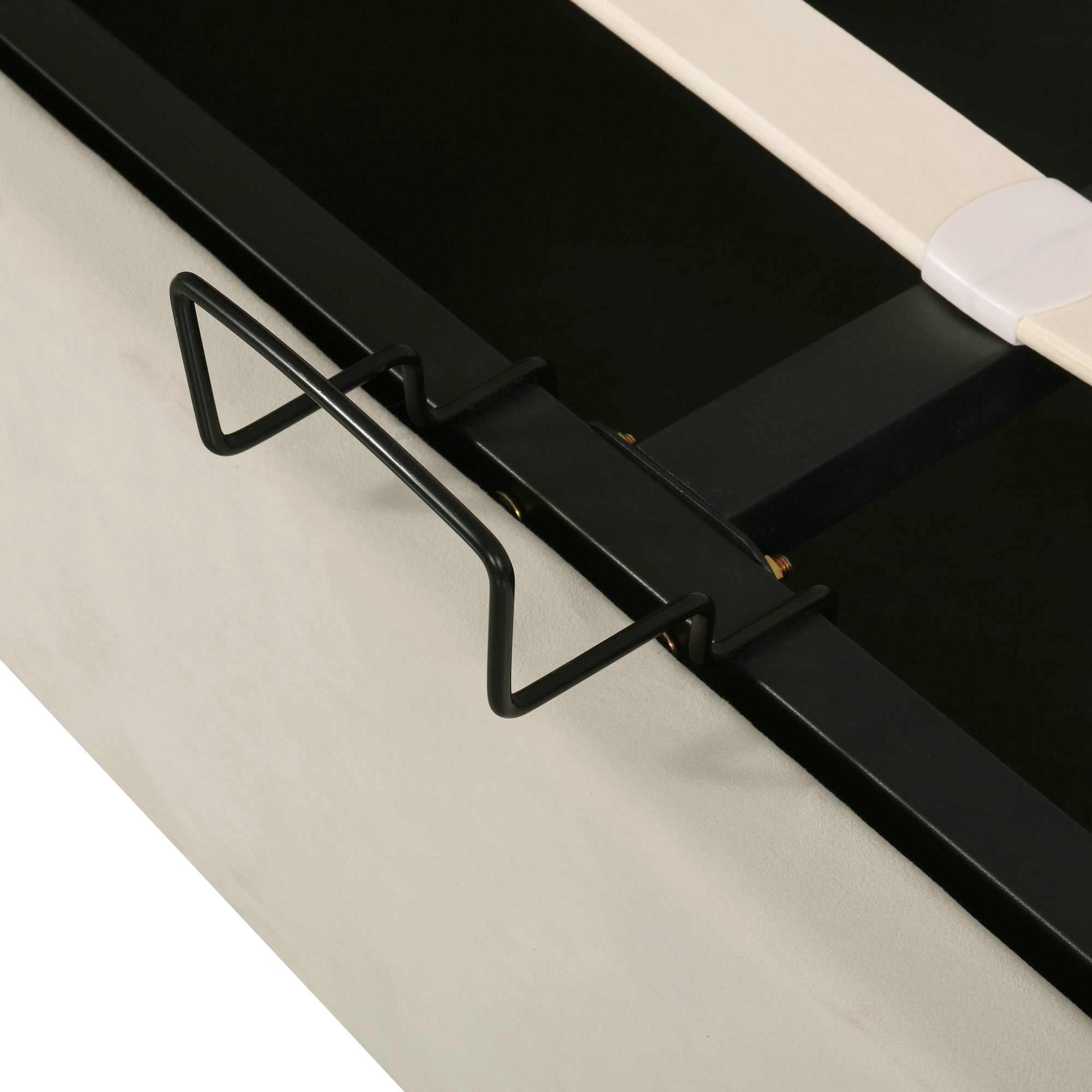 Logidon gestoffeerd bed oorvorm fluweel 140x200 beige met opbergruimte