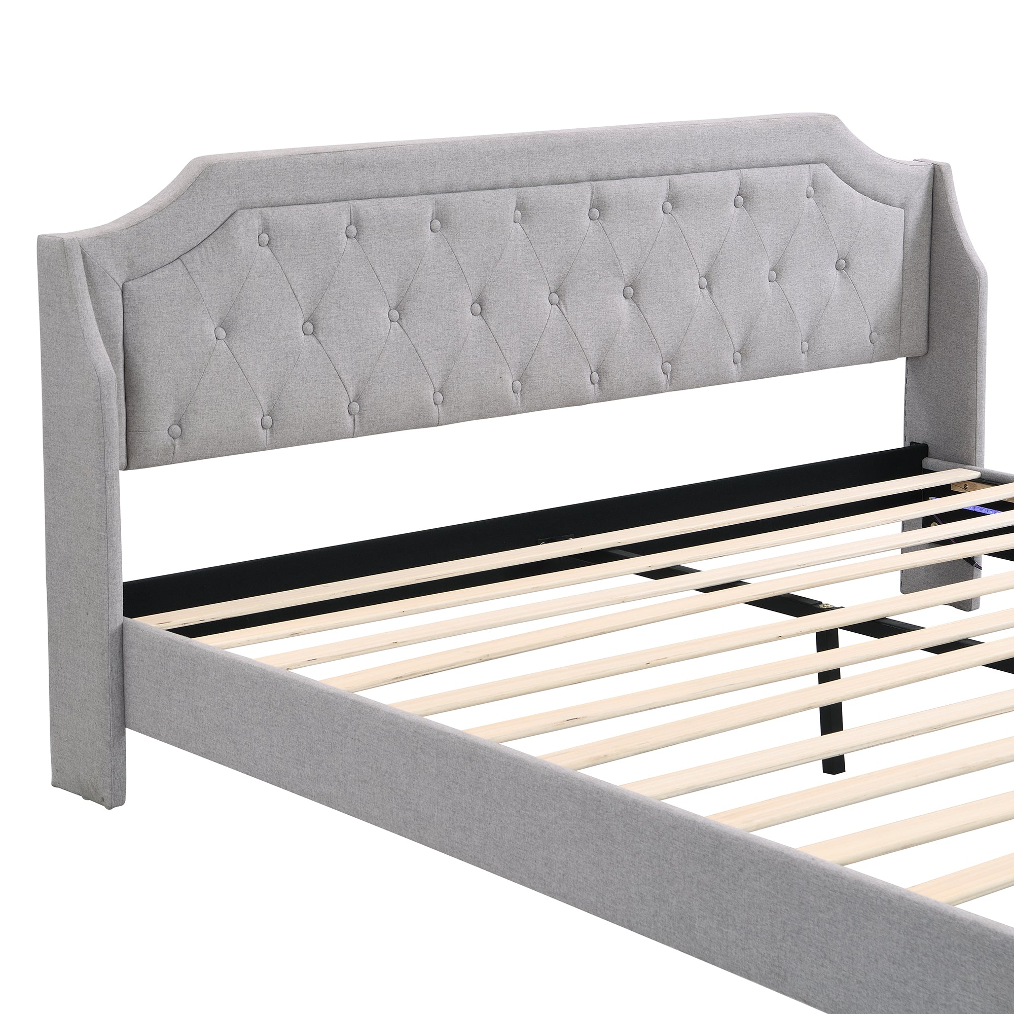 Logidon gestoffeerd bed 180x200 grijs met LED-verlichting en lades