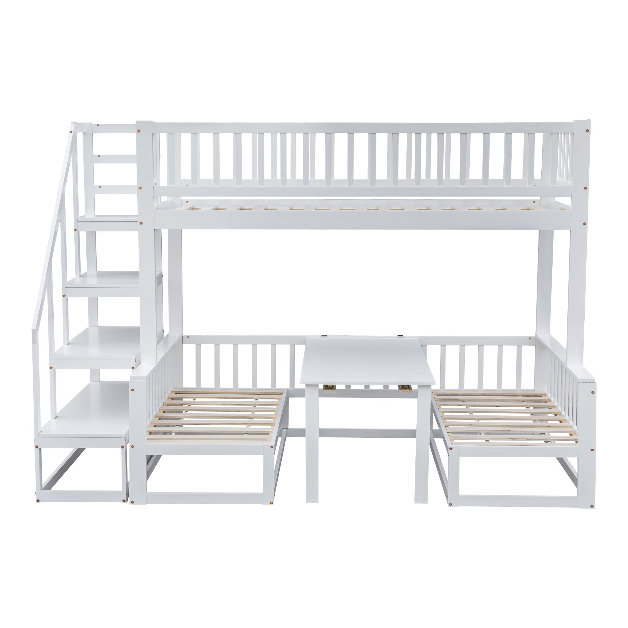Logidon stapelbed met trap verstelbare tafel wit 90x200