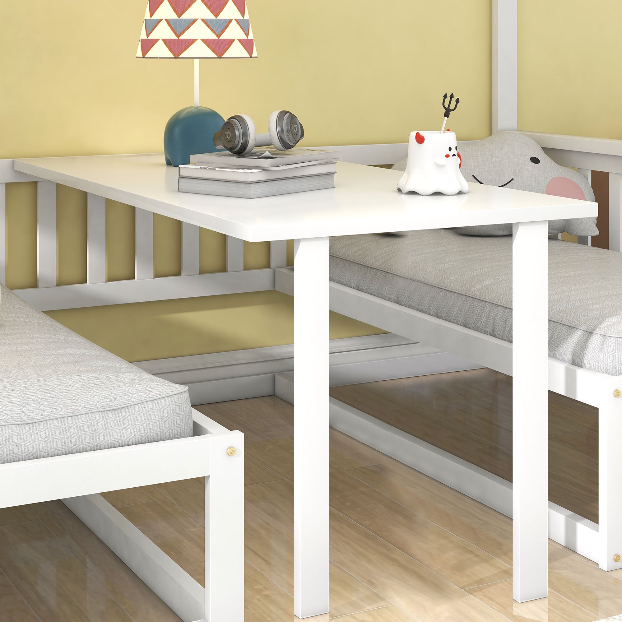 Logidon stapelbed met trap verstelbare tafel wit 90x200
