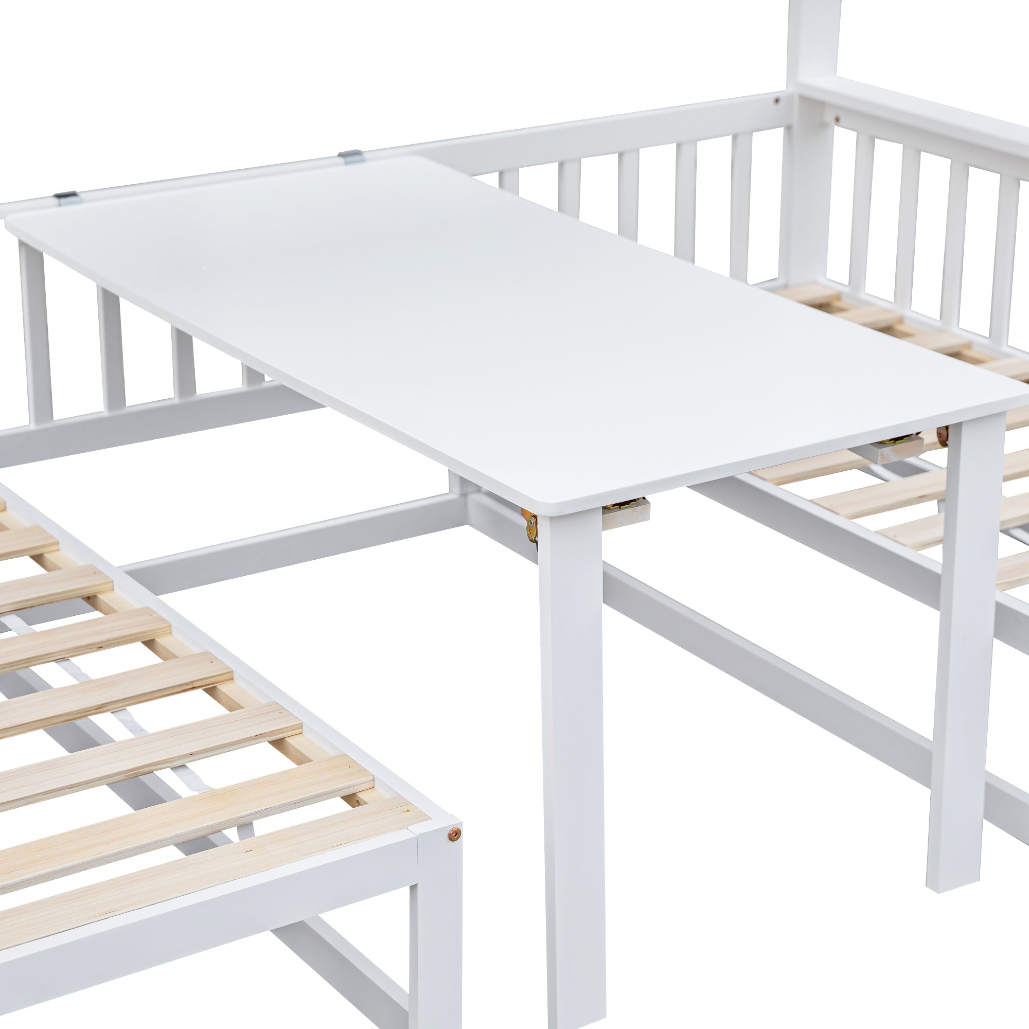 Logidon stapelbed met trap verstelbare tafel wit 90x200