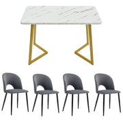 Logidon Eettafelset 117x68 cm Eettafelset met vier stoelen Grijs fluweel