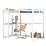 Logidon loft bed 140x200 white with desk and storage space