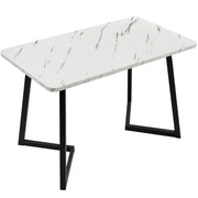 Logidon eettafel 117x68 cm wit marmerlook met zwart metalen poten