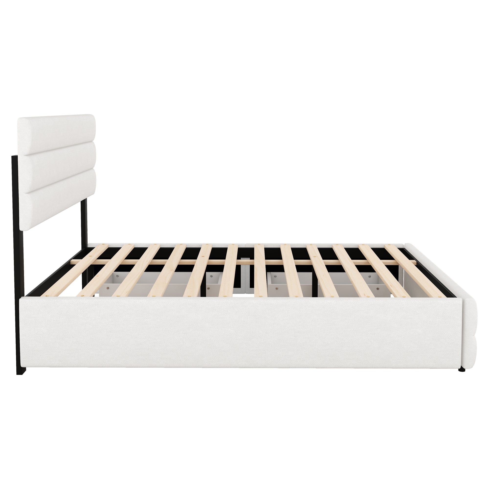 Logidon platformbed 140x200 beige met lades en rolcontainer