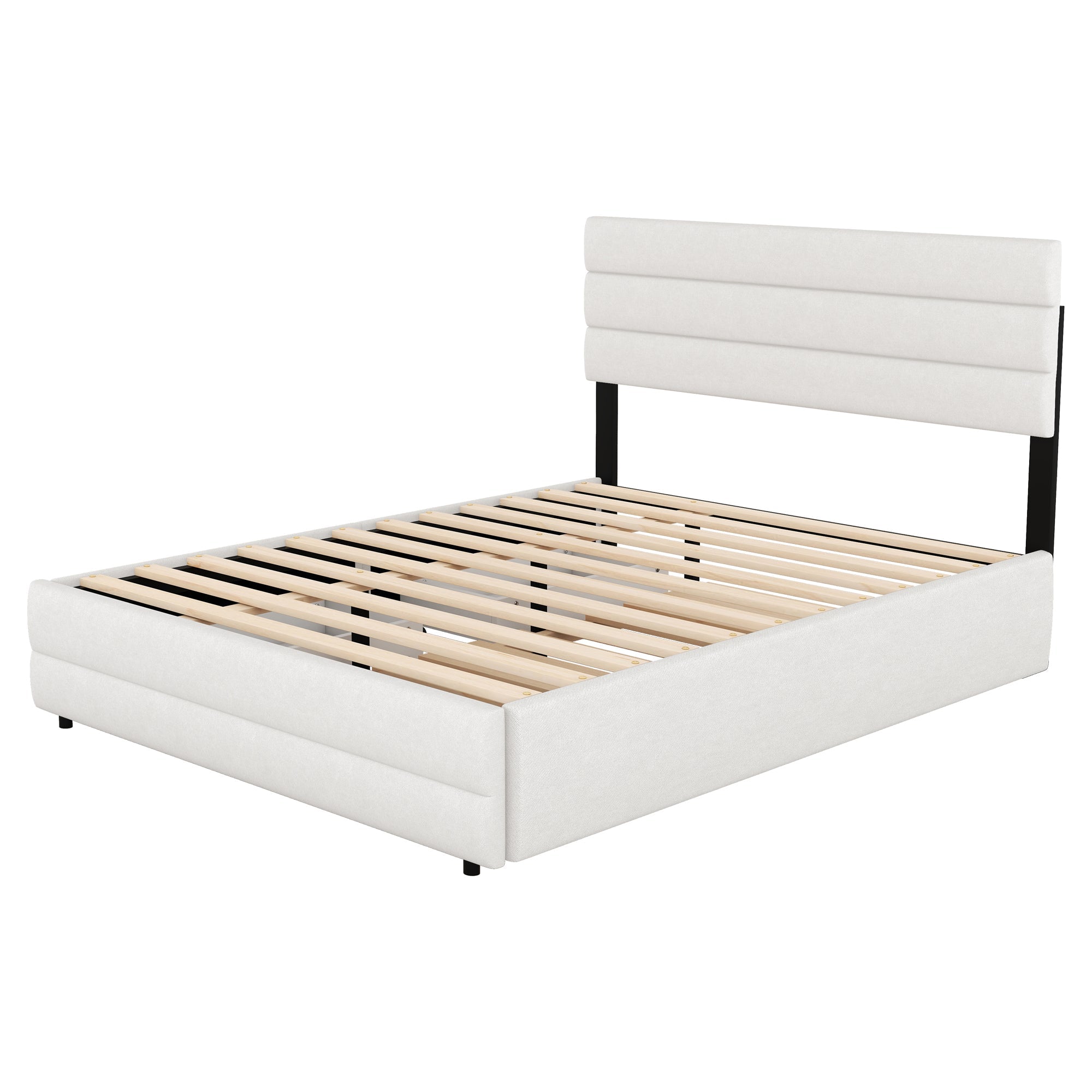 Logidon platformbed 140x200 beige met lades en rolcontainer