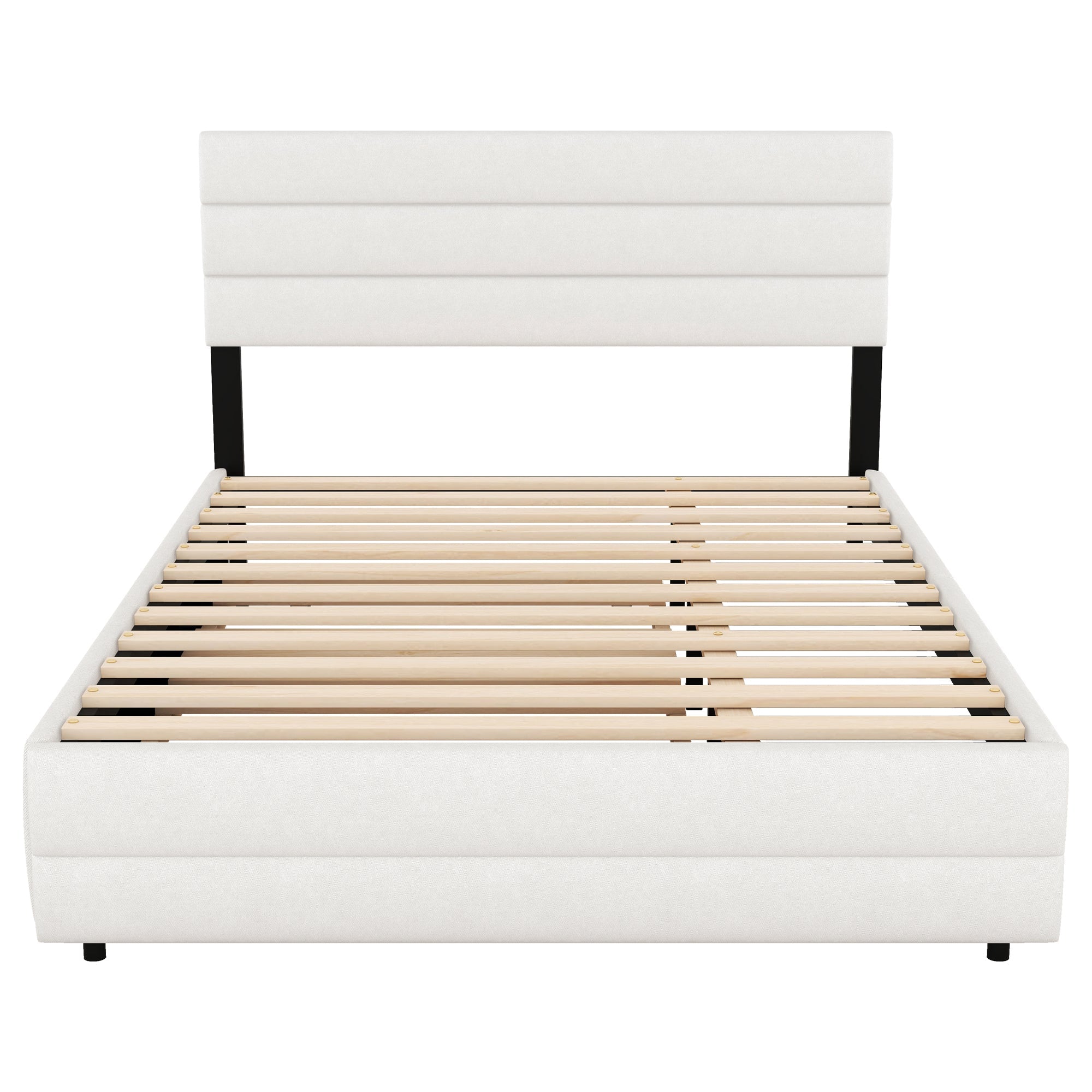 Logidon platformbed 140x200 beige met lades en rolcontainer