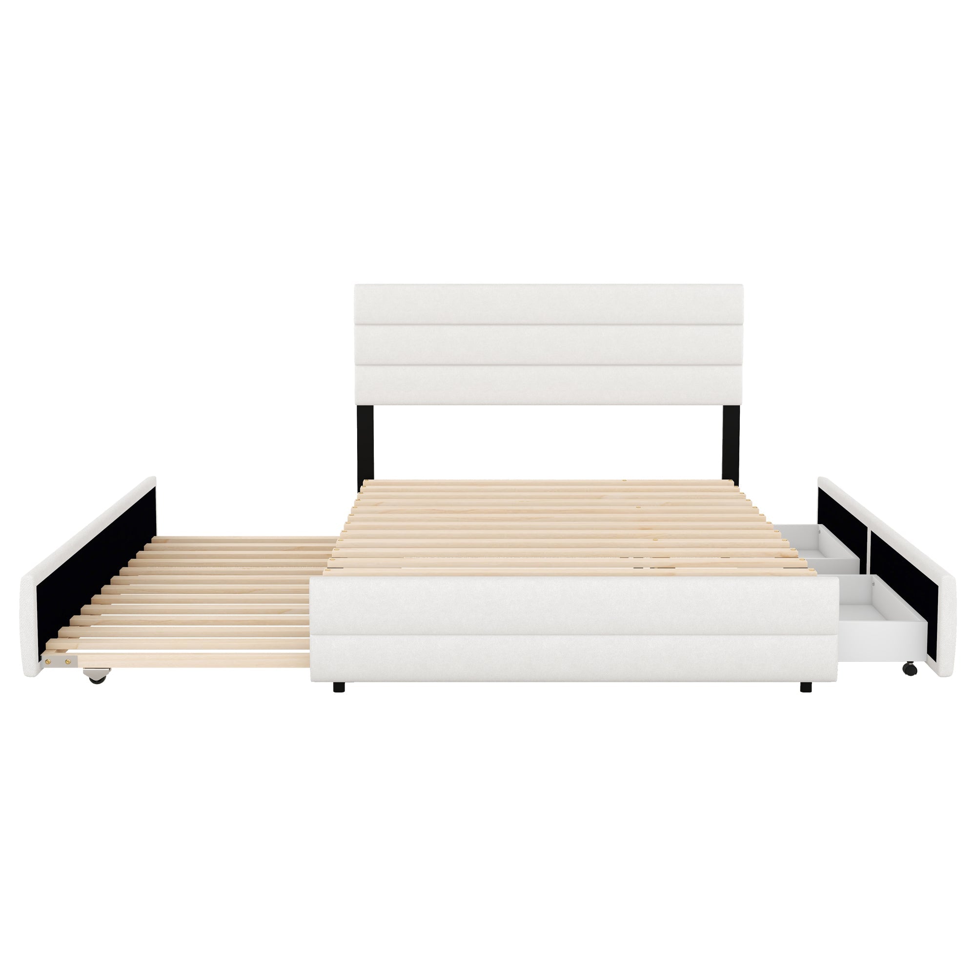 Logidon platformbed 140x200 beige met lades en rolcontainer