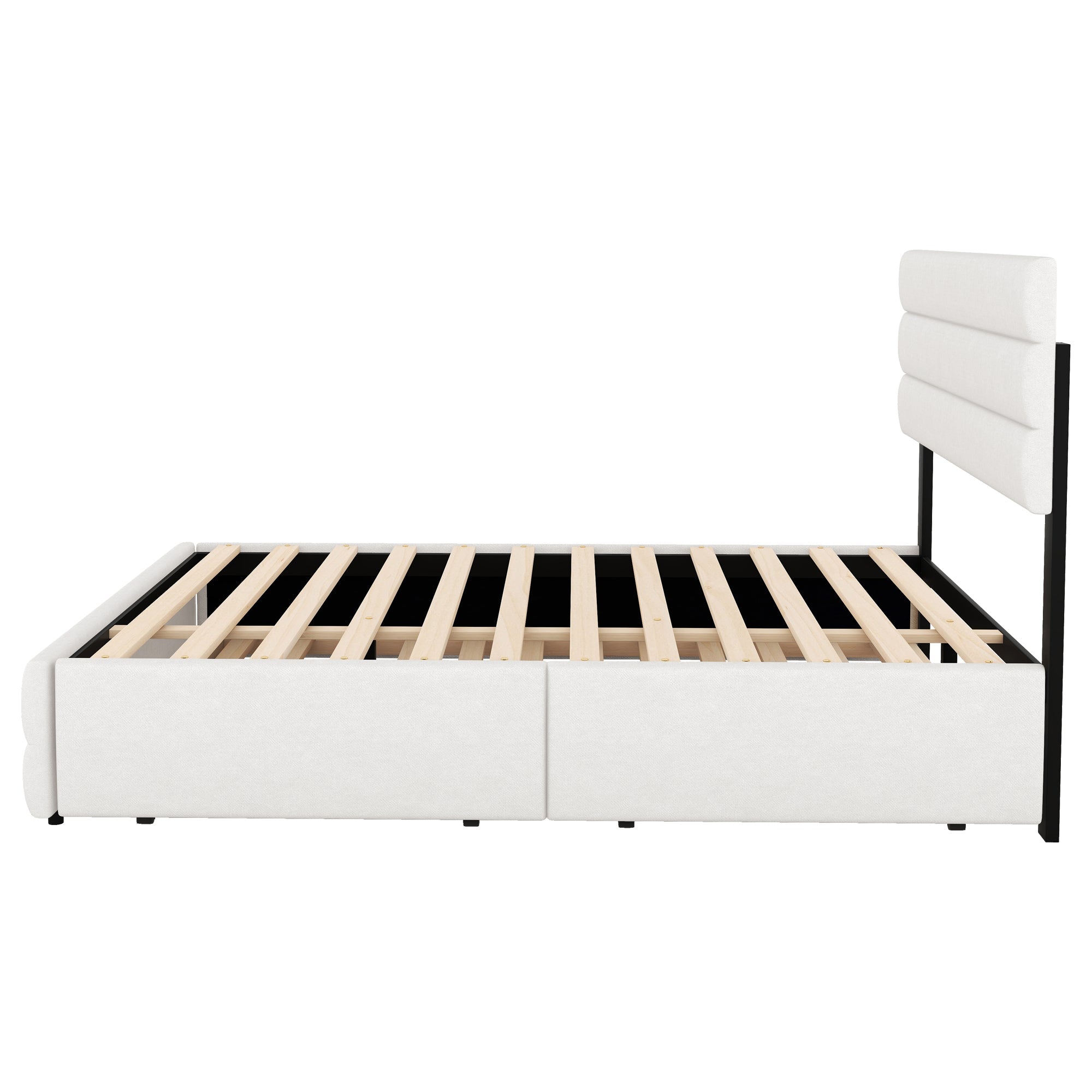 Logidon platformbed 140x200 beige met lades en rolcontainer