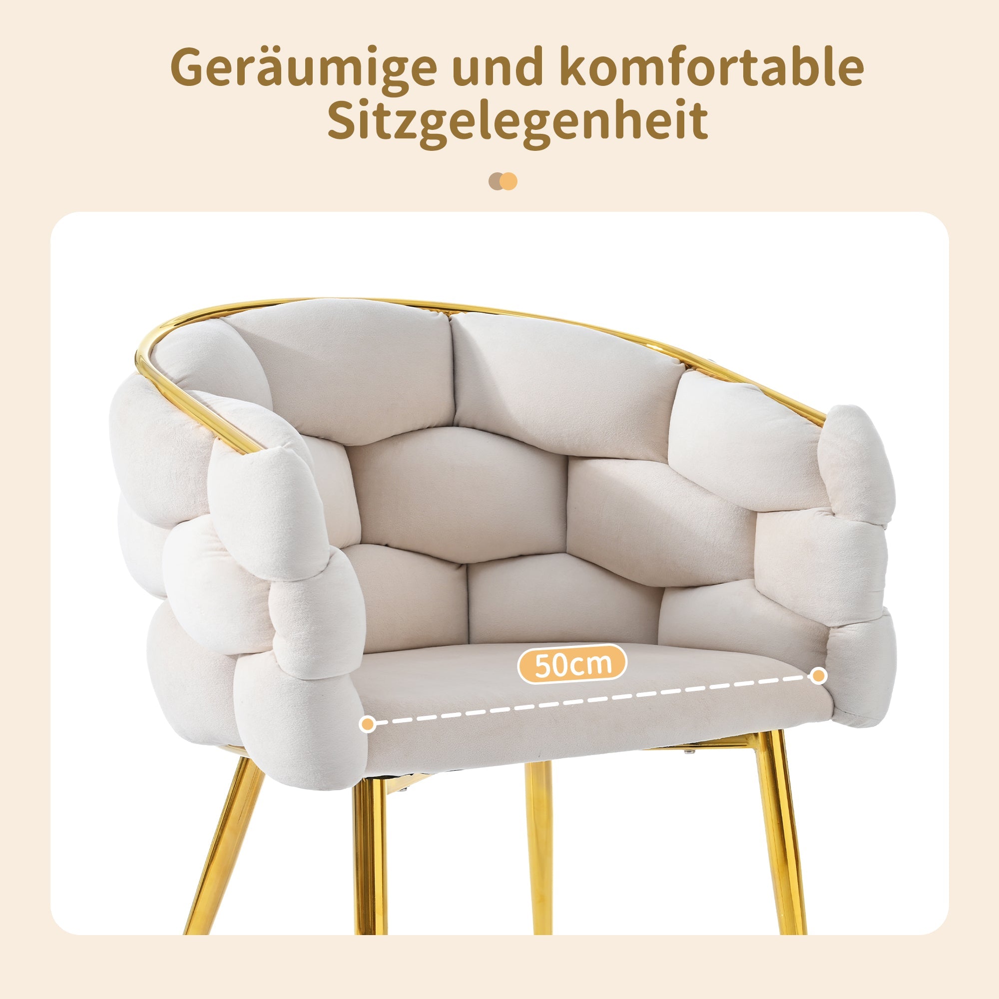 Logidon Luxury Velvet Chair Beige With Golden Legs Dining Chair