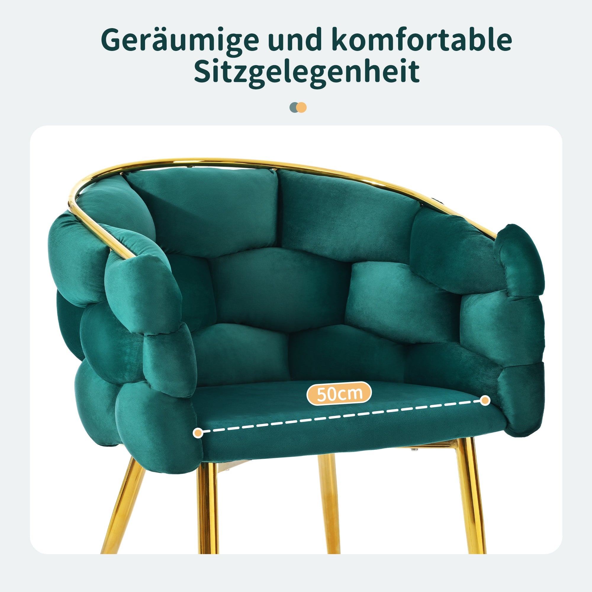 Logidon Luxury Velor Chair Green Bubble With Gold-Plated Legs