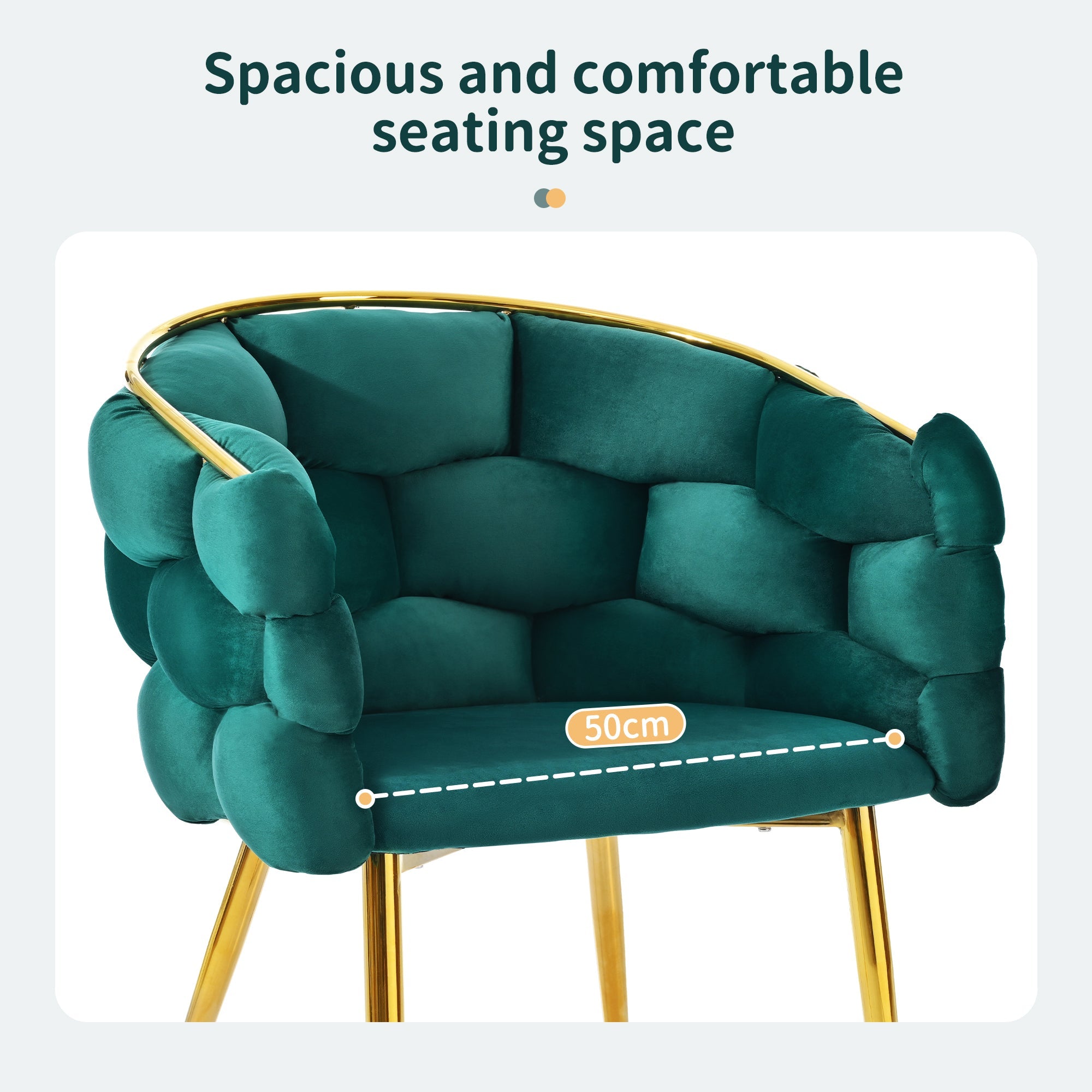 Logidon Luxury Velor Chair Green Bubble With Gold-Plated Legs