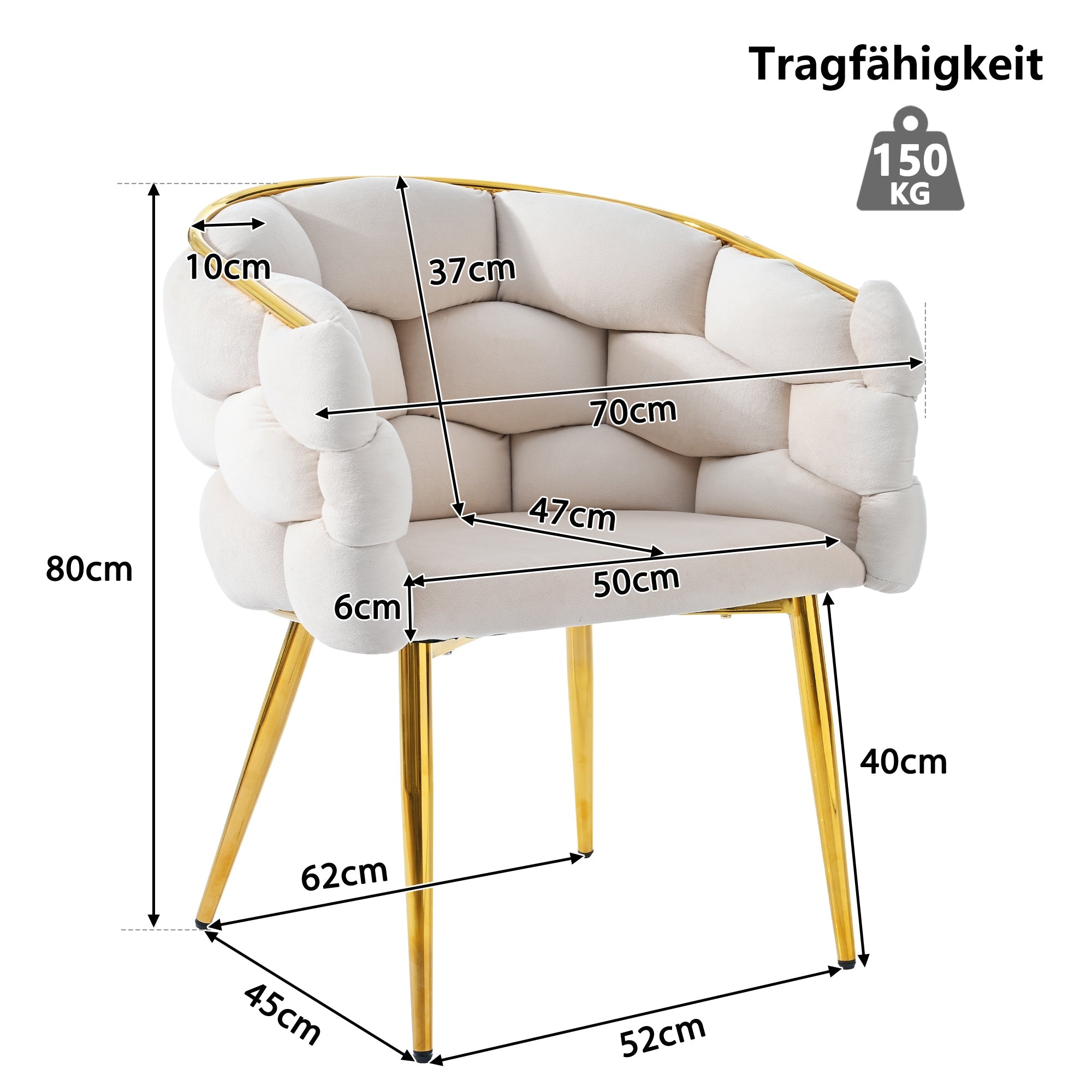 Logidon Luxury Velvet Chair Beige With Golden Legs Dining Chair