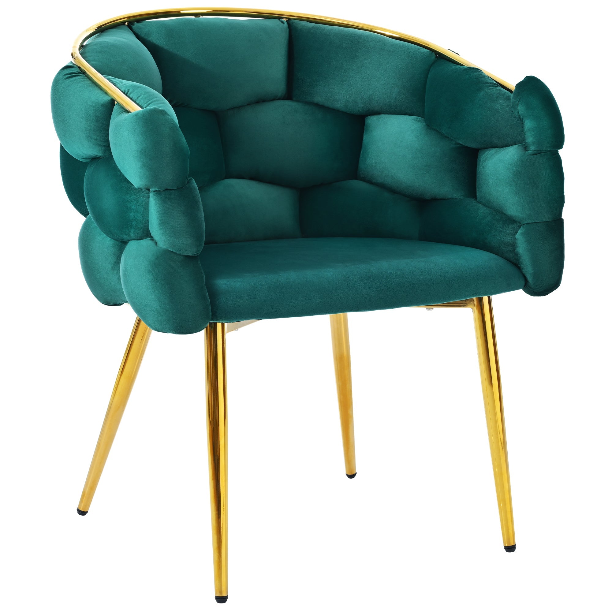 Logidon Luxury Velor Chair Green Bubble With Gold-Plated Legs